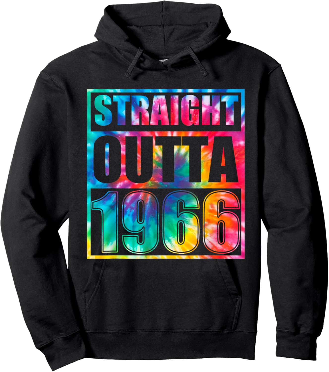 Tie Dye Straight Outta 1966 Year Of Birth Birthday Hoodie - Hoodie | Black