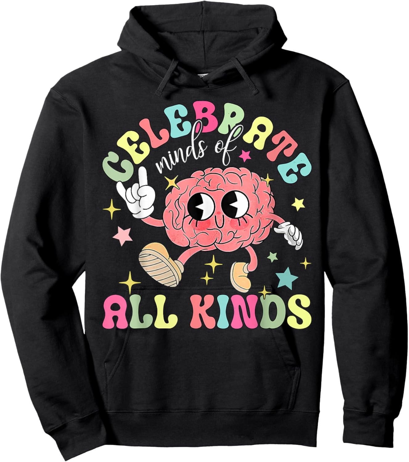 Celebrate Minds of All Kinds Brain Autism Awareness Autistic Hoodie - Hoodie | Black