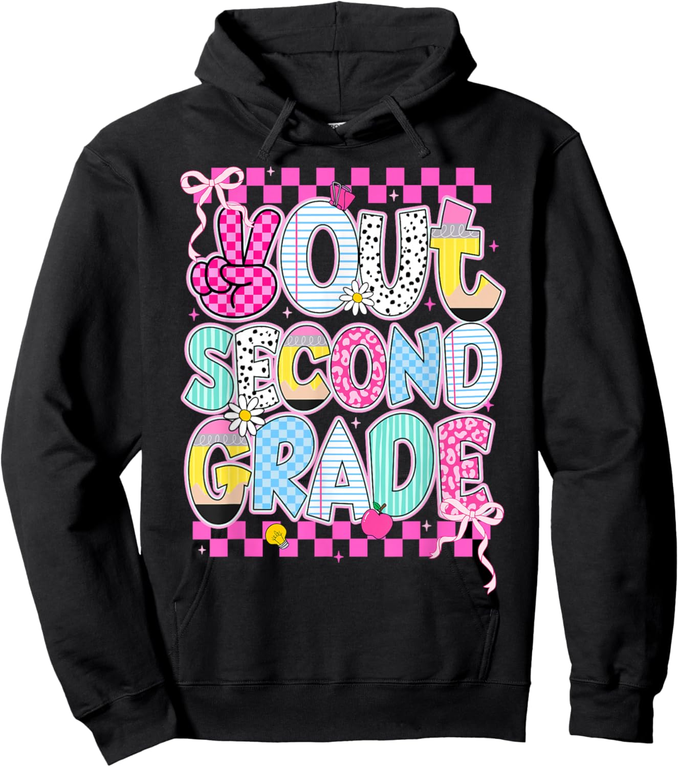 Peace Out 2nd Grade Graduation Last Day School Girls Kids Hoodie - Hoodie | Black