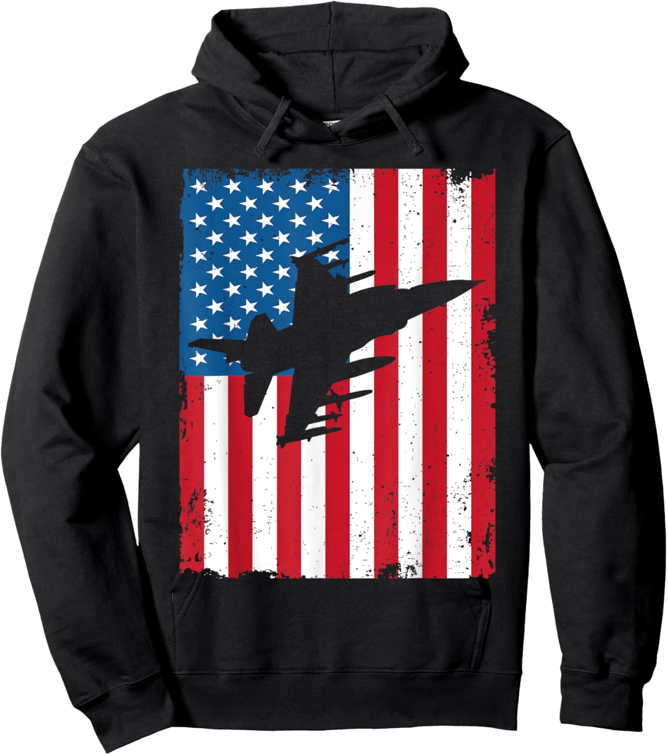 Patriotic 4th Of July F 16 Aircraft American Flag Boys Kids Hoodie - Hoodie | Black