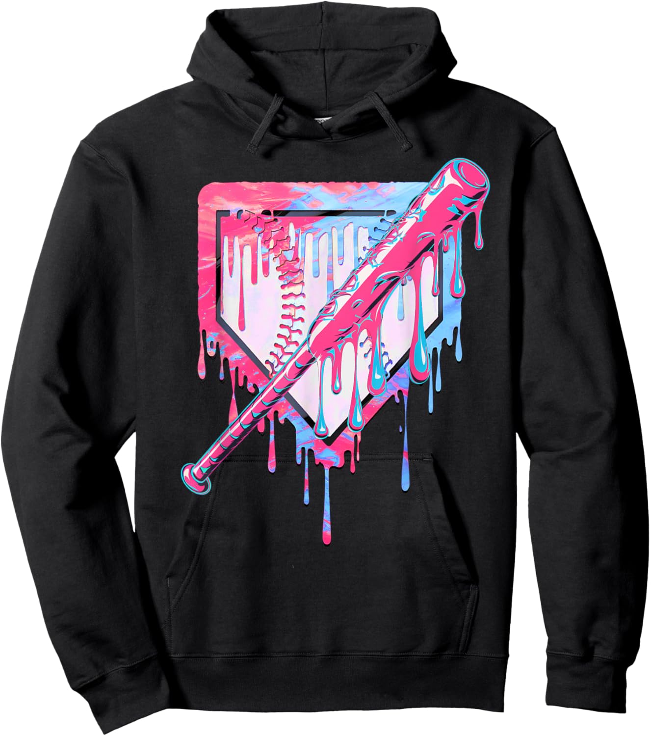 Baseball Dripping Ice Cream Drip Youth Boys Baseball Hoodie - Hoodie | Black