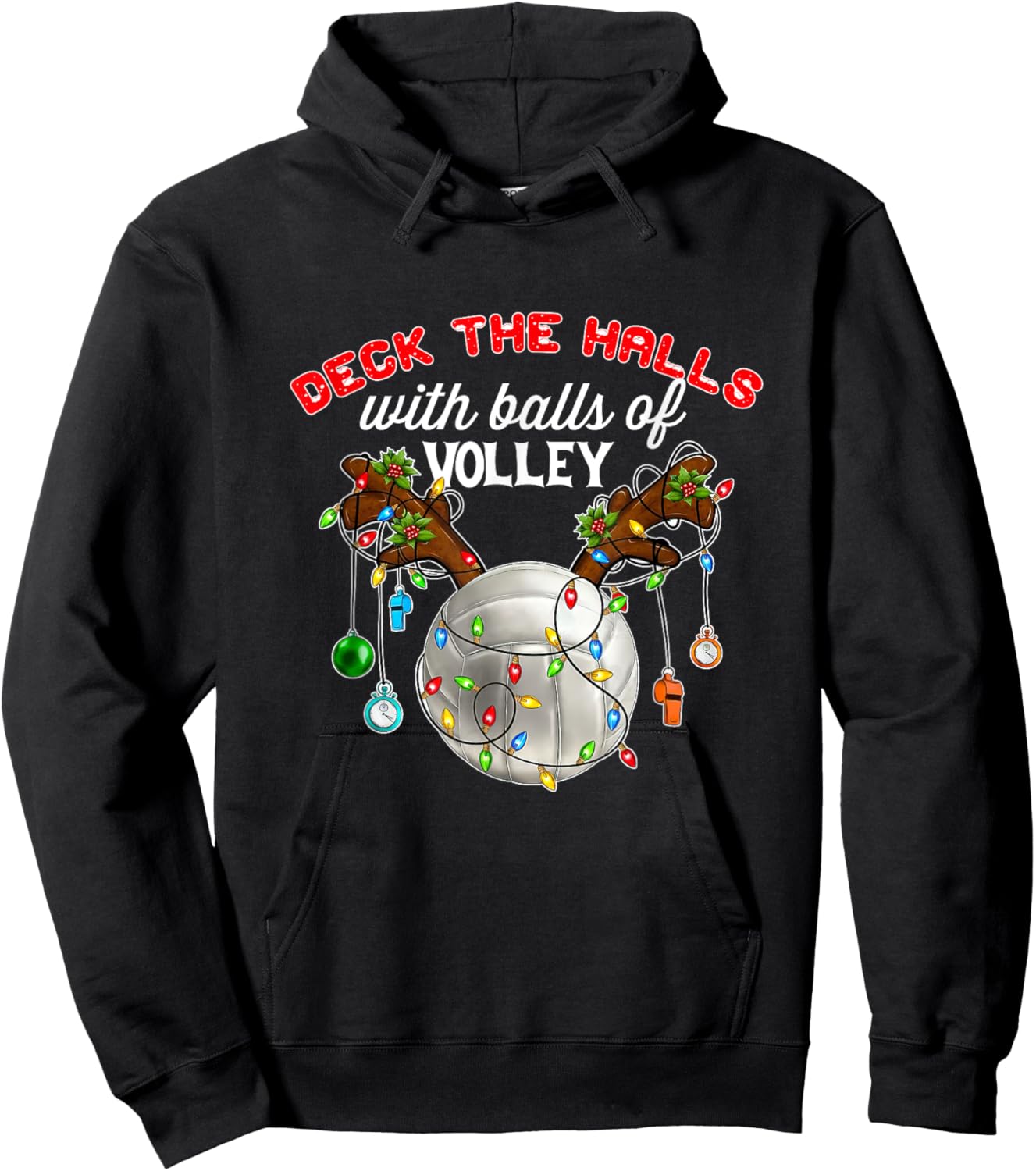 Deck The Halls With Balls of Volley Christmas Volleyball Hoodie - Hoodie | Black