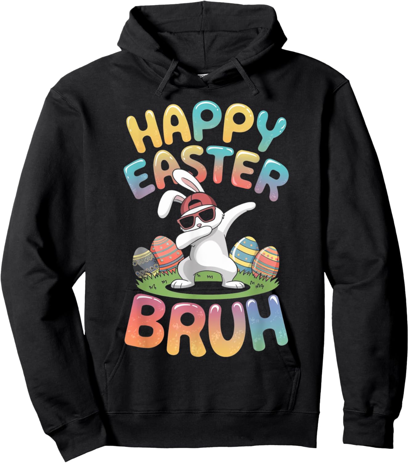 Dabbing Bunny Happy Easter Bruh, Funny Boy Girl Kids Gifts Hoodie - Hoodie | Black