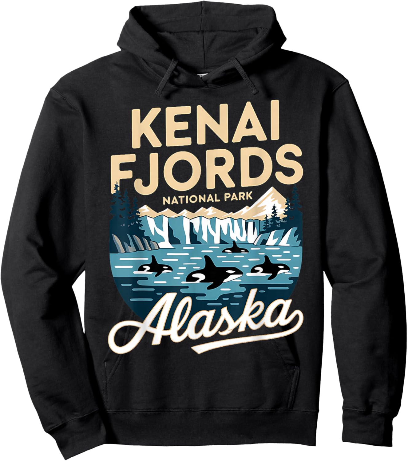 Explore Whale Orca Kenai Fjords National Park Alaska Hoodie - Hoodie | Black