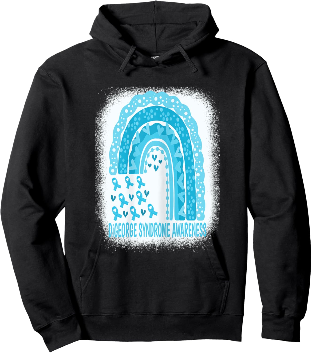 DiGeorge Syndrome Awareness Fighter Blue Ribbon Rainbow Hoodie - Hoodie | Black