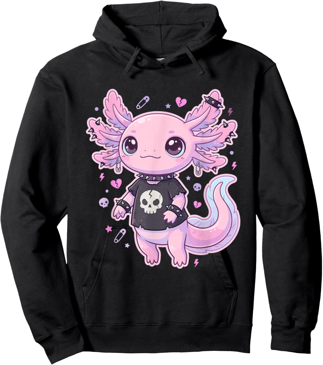 Cute Goth Axolotl Pastel Kawaii Emo Axolotl Punk Women Girls Hoodie - Hoodie | Black