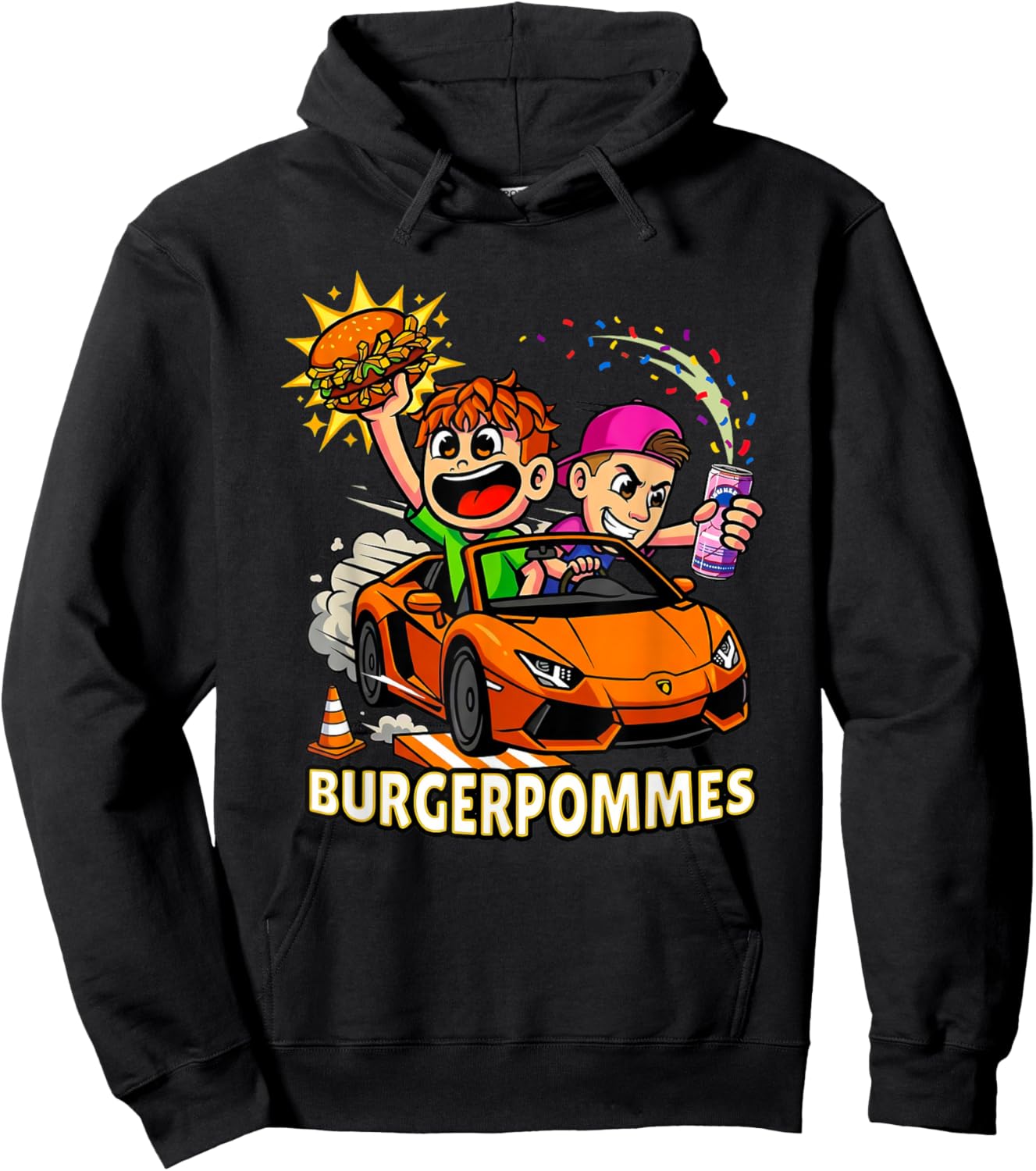 Burger Pommes Comic Art Spielzeugauto Snack Hoodie - Hoodie | Black
