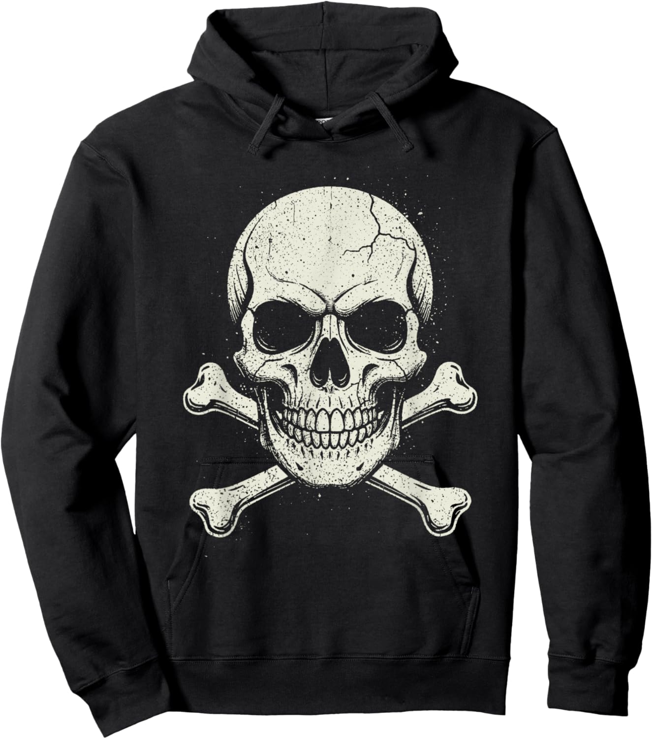 Skull Crossbones Graphic Dark Gothic Skeleton Pirate Design Hoodie - Hoodie | Black
