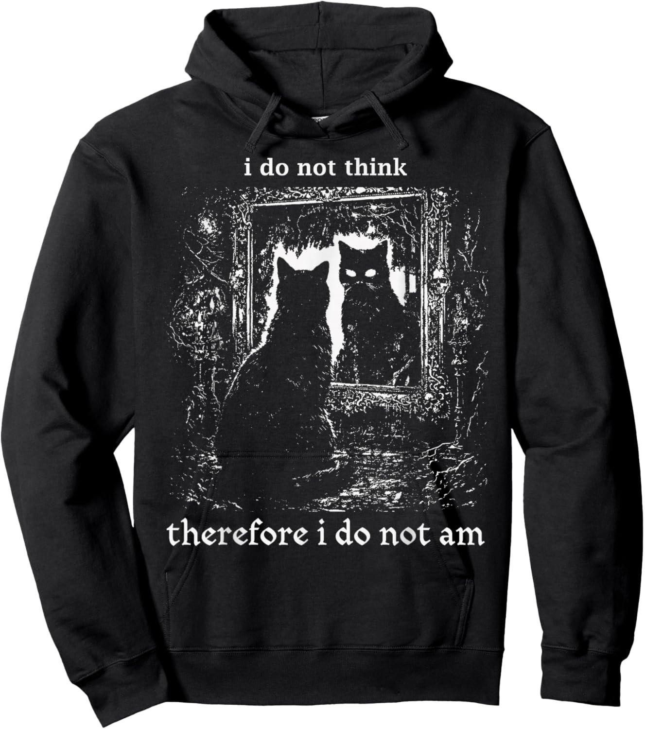 Vintage I Do Not Think Therefore I Do Not Am Cat Hoodie - Hoodie | Black