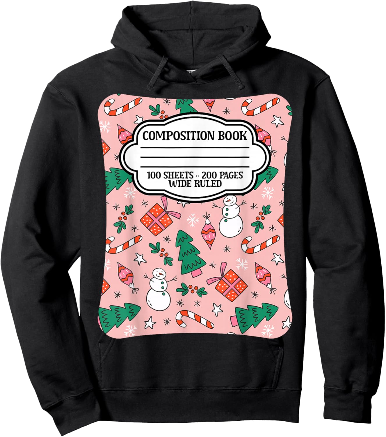Christmas Composition Notebook Teachers Students Matching Hoodie - Hoodie | Black