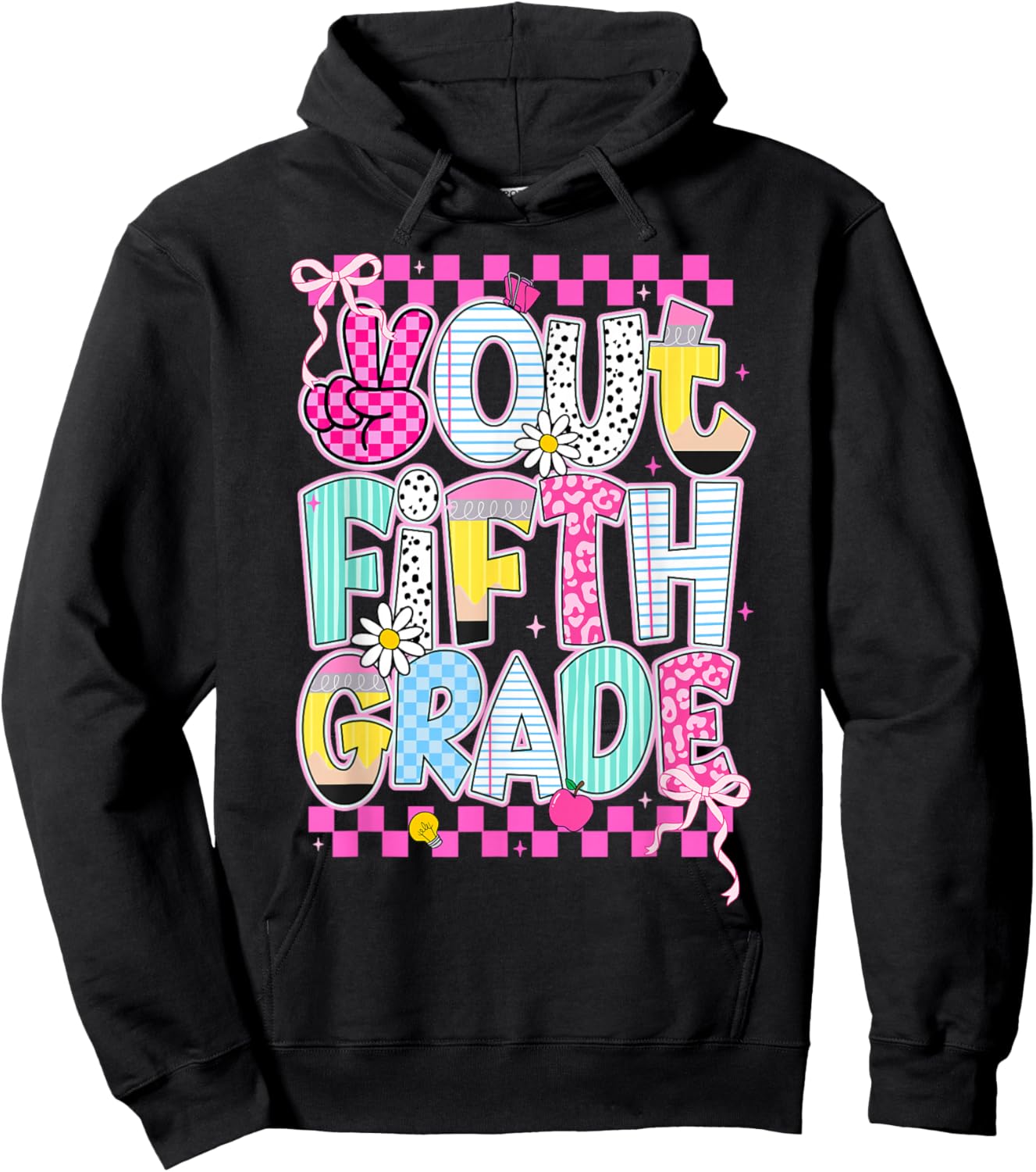 Peace Out 5th Grade Graduation Last Day School Girls Kids Hoodie - Hoodie | Black