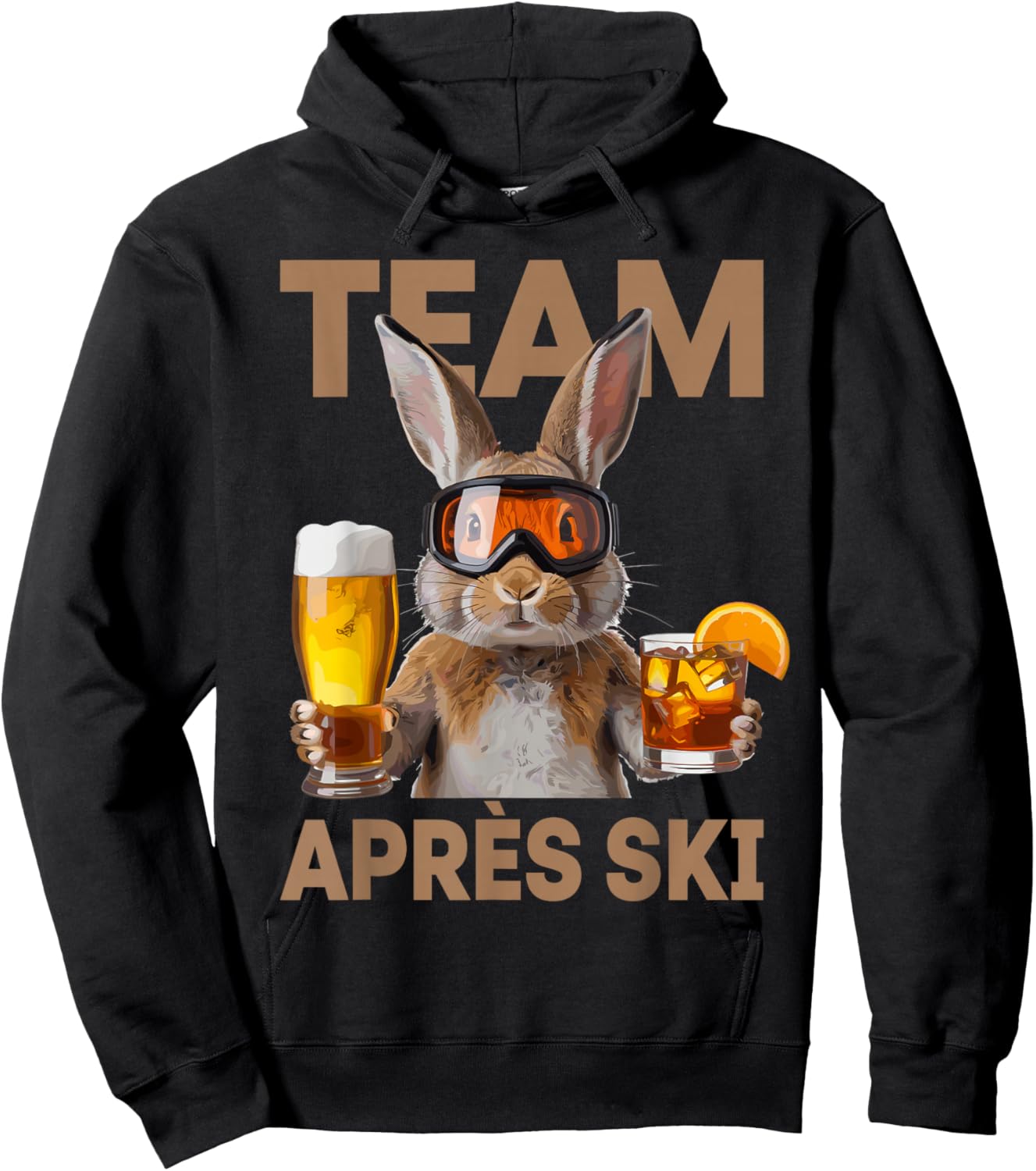 Team Après Ski Funny Rabbit Skiing Beer Cocktail Party Hoodie - Hoodie | Black