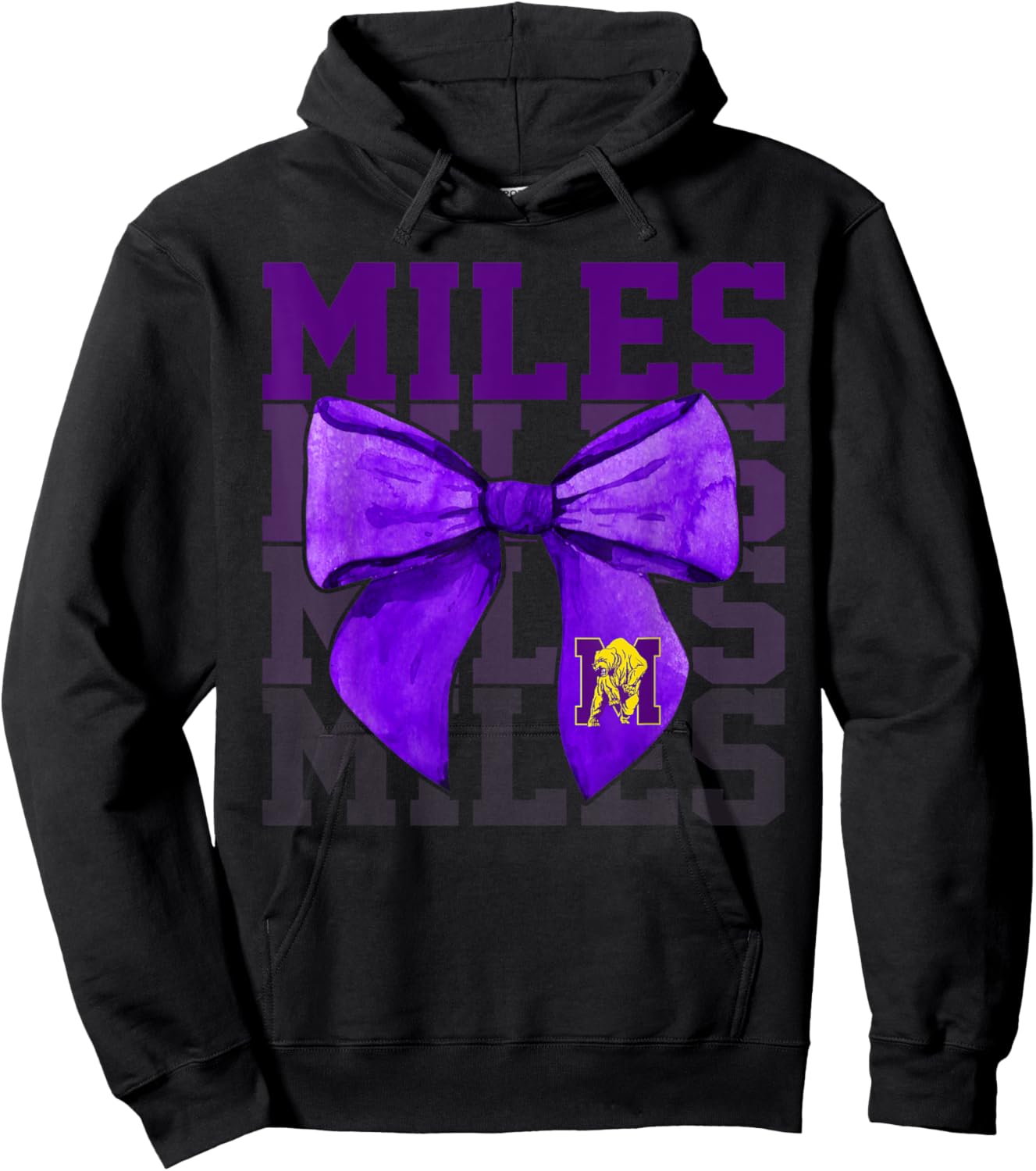 Miles College Bow Vintage Athletics Girls Women Hoodie - Hoodie | Black