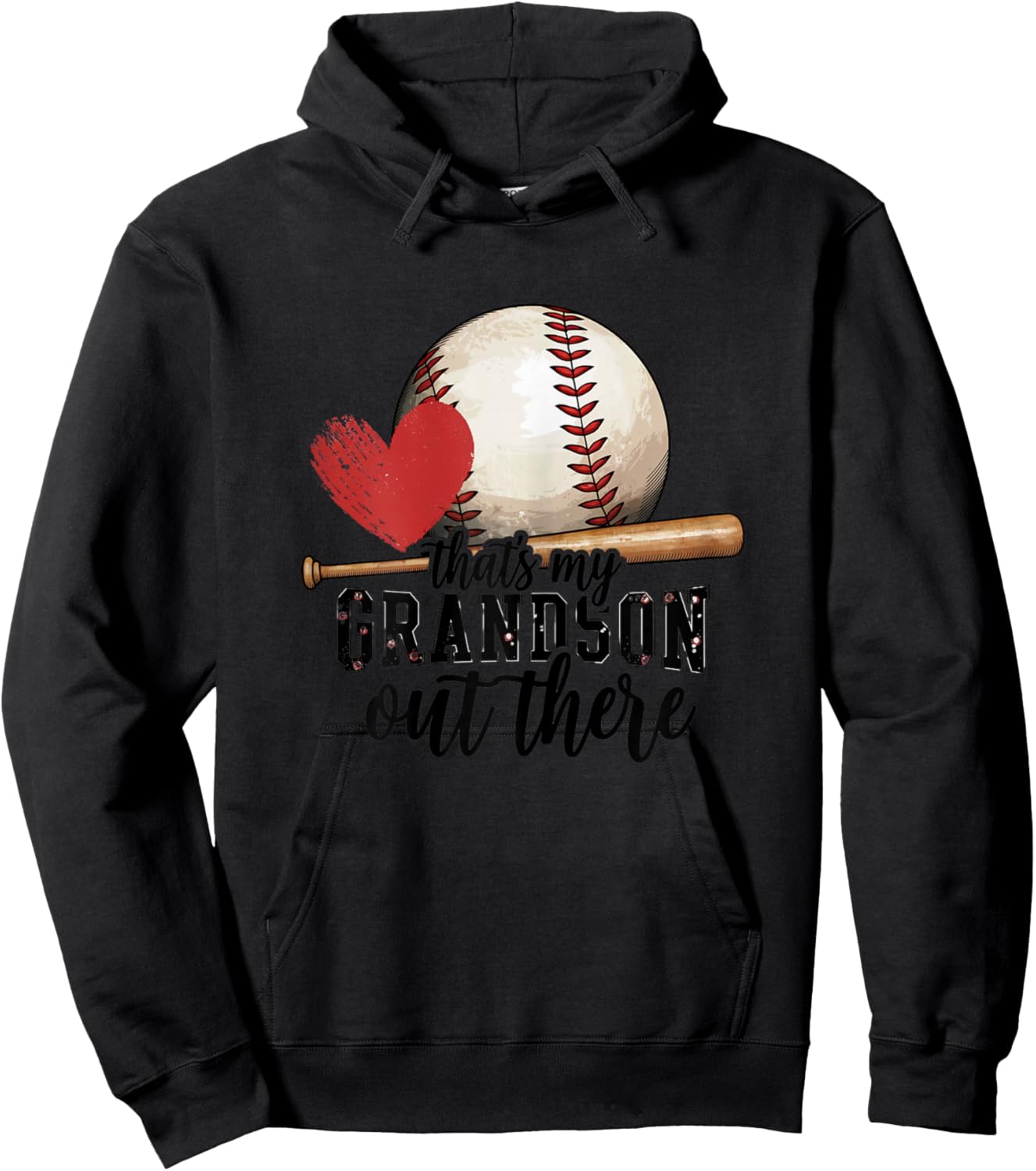 That'S My Grandson Out There Baseball Grandma Mothers Day Hoodie - Hoodie | Black