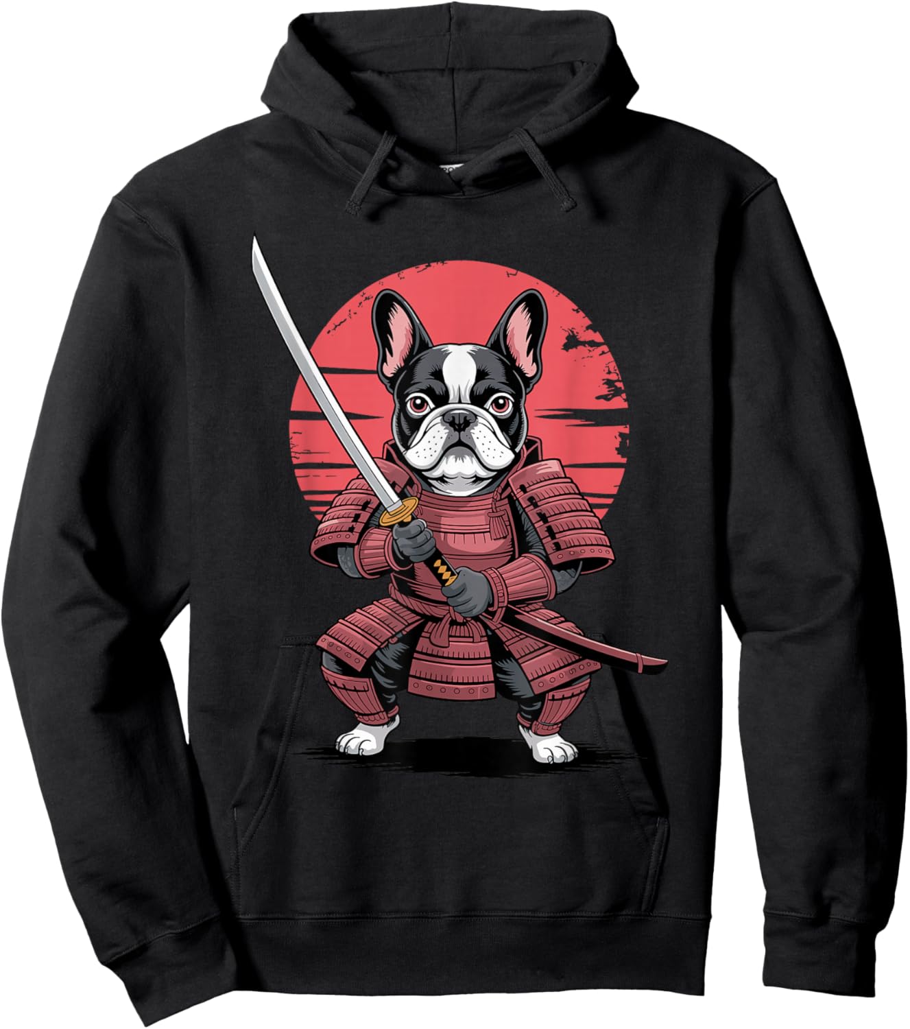 Samurai French Bulldog Katana Sword Frenchie Hoodie - Hoodie | Black