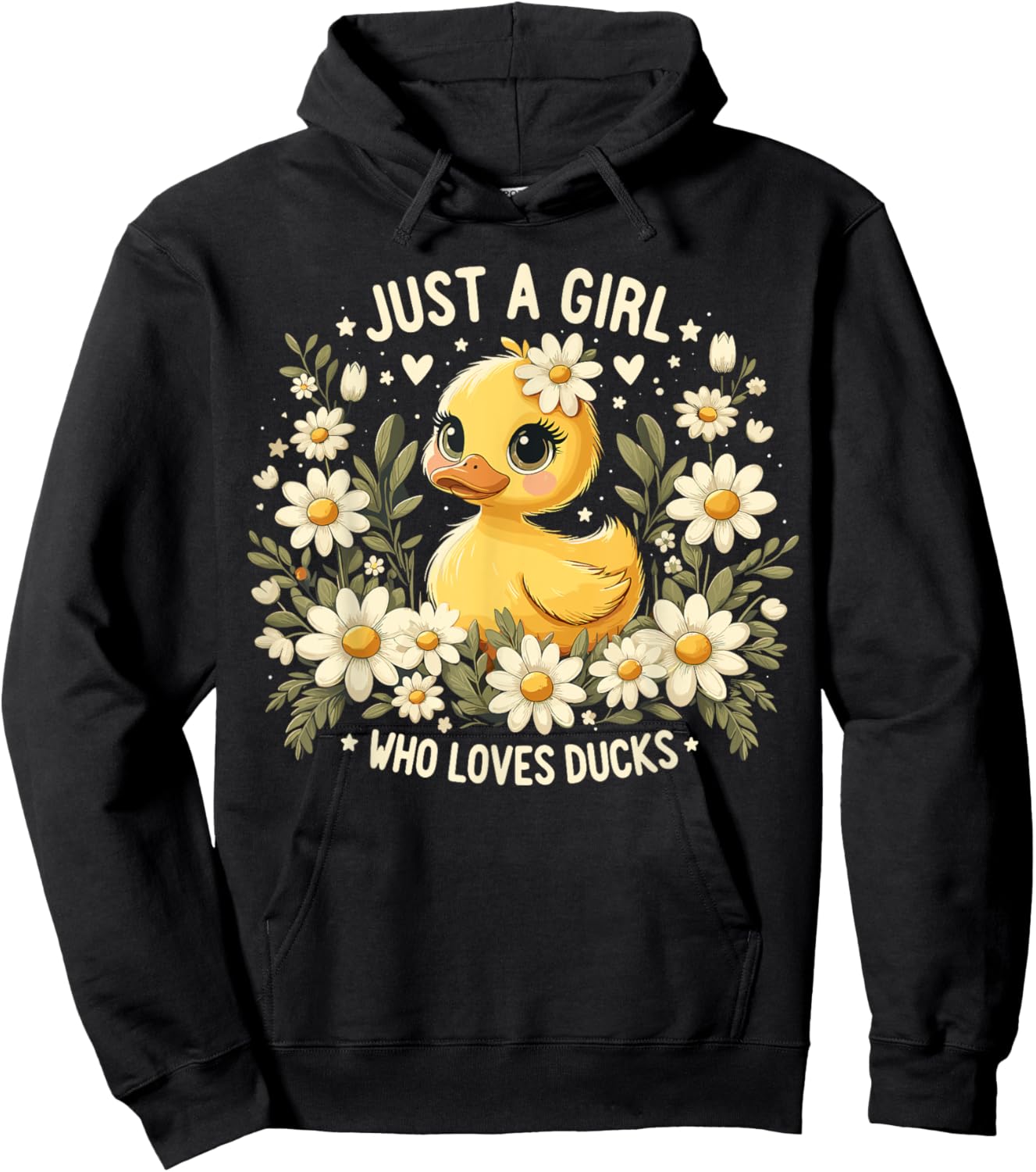 Just a Girl Who Loves Ducks Girl Cute Funny Duck Hoodie - Hoodie | Black