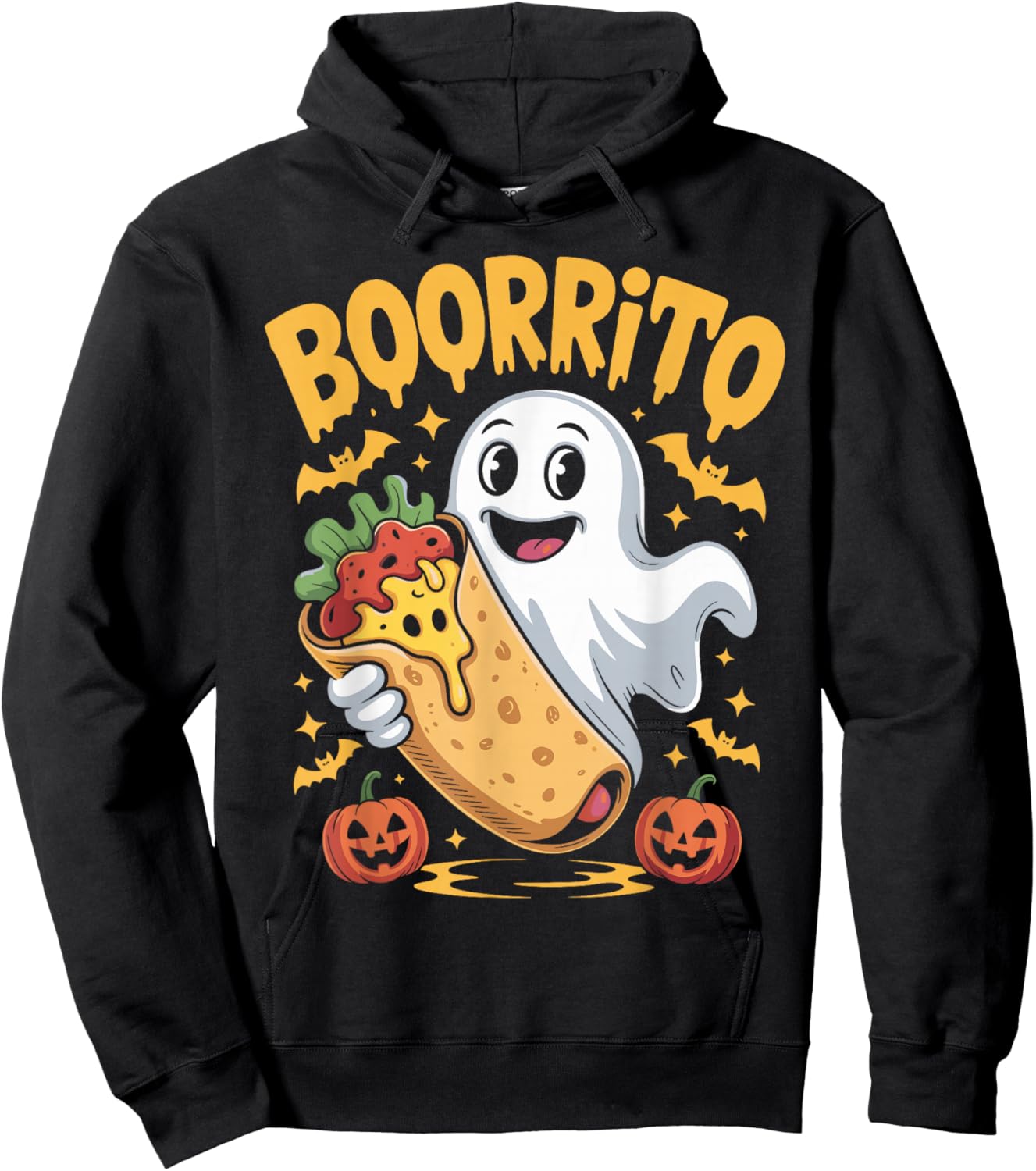 Boorrito Funny Boo Spooky Ghost Burrito Halloween Costume Hoodie - Hoodie | Black