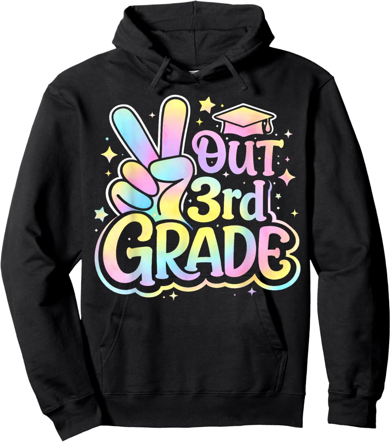 Last Day of School Peace Out 3rd Grade Pastel Teacher Kid Hoodie - Hoodie | Black