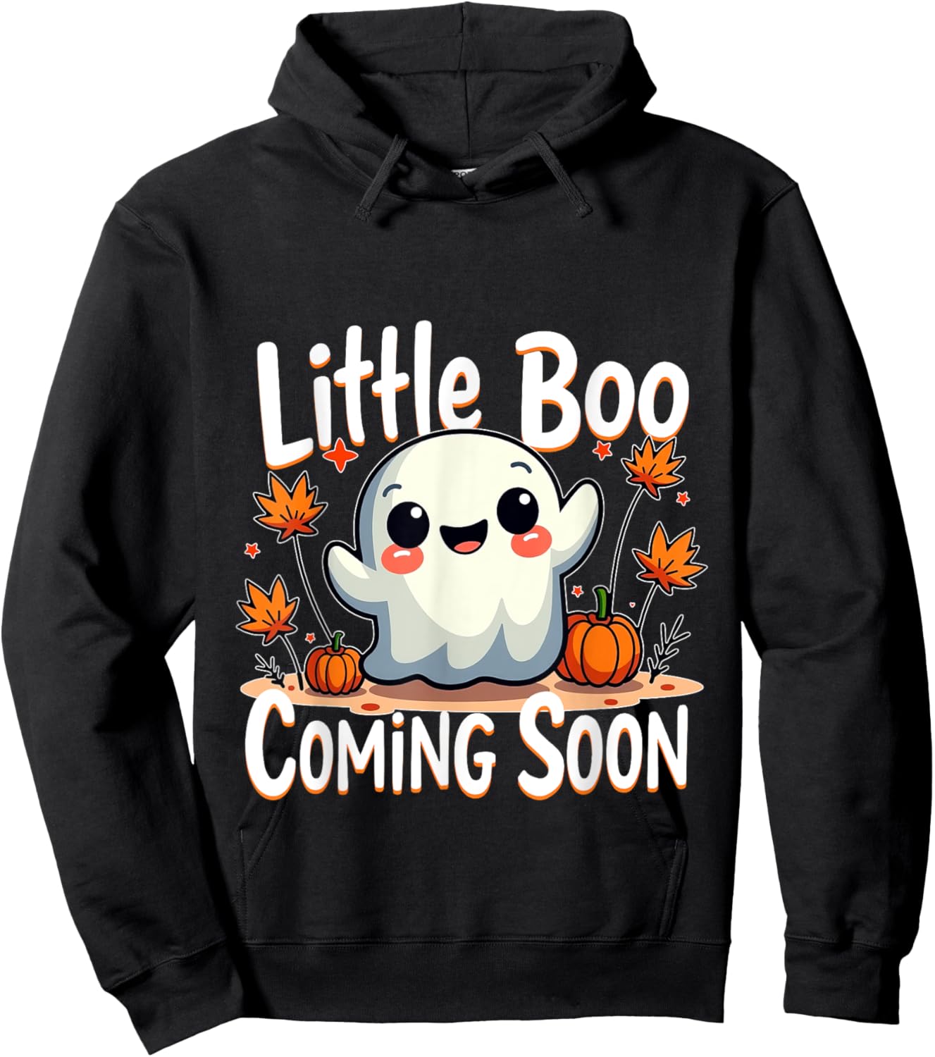 Little Boo Funny and Cute Halloween Pregnancy Announcement Hoodie - Hoodie | Black