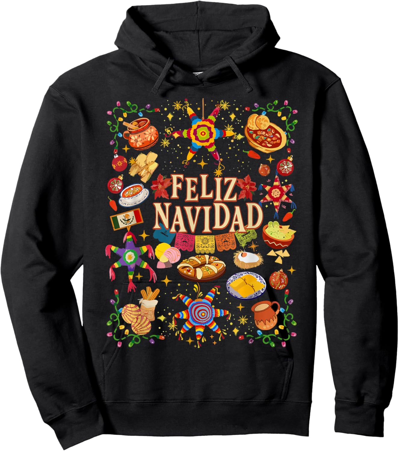 Retro Feliz Navidad Christmas Spanish Family Matching Xmas Hoodie - Hoodie | Black