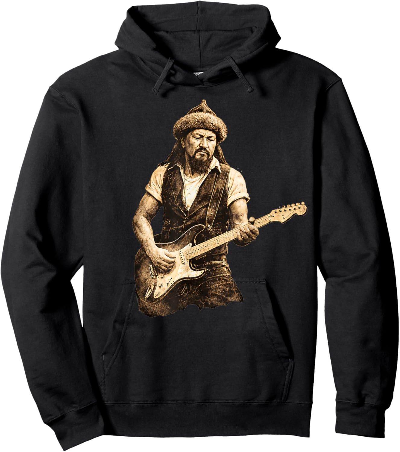 Genghis Khan Playing Electric Guitar Rock Music Superstar Hoodie - Hoodie | Black