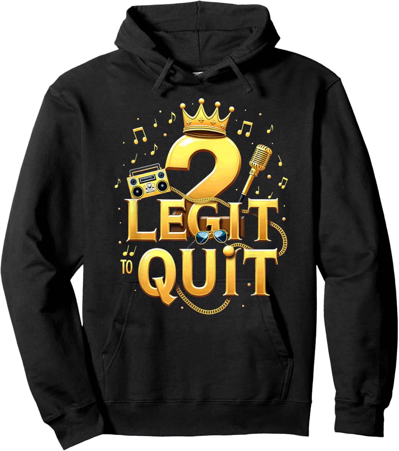 2 Legit to Quit Hip Hop Boombox 2nd Birthday Boy Hoodie - Hoodie | Black