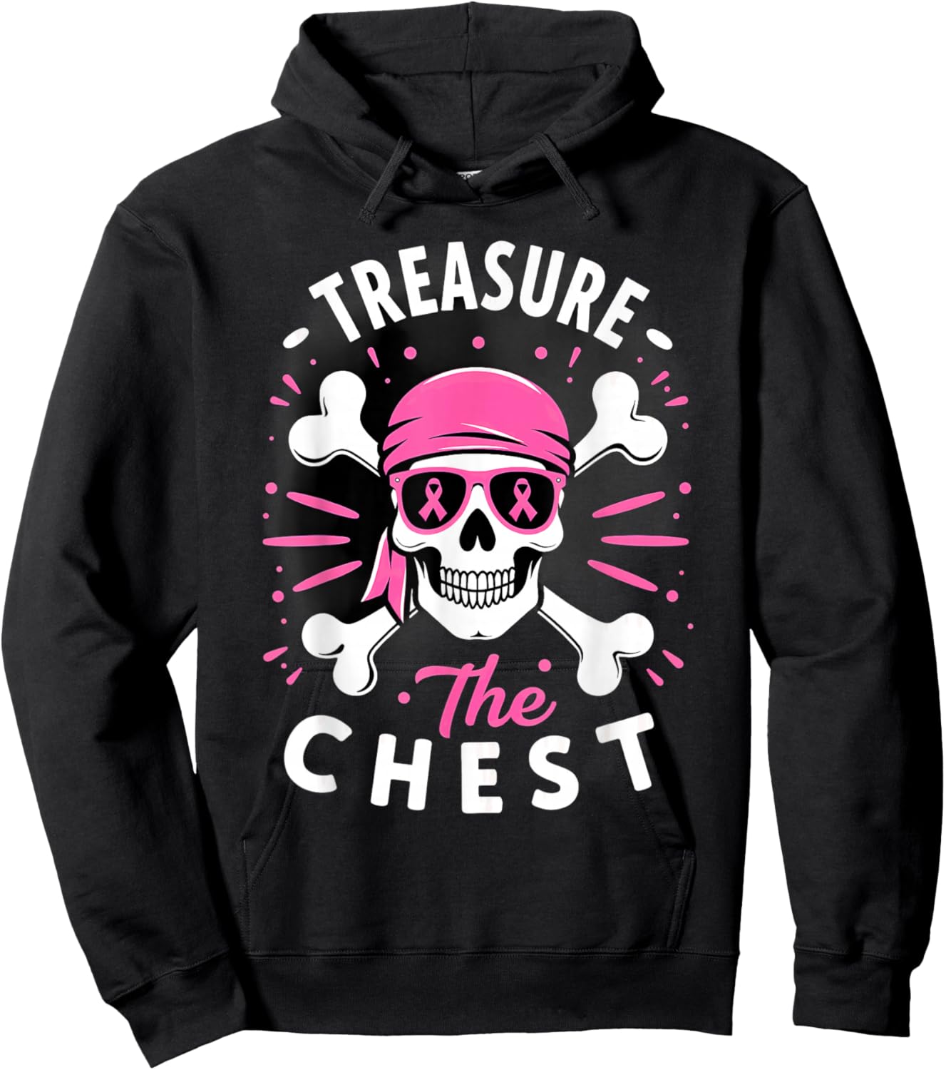 Breast Cancer Awareness Pirate Treasure the Chest Hoodie - Hoodie | Black