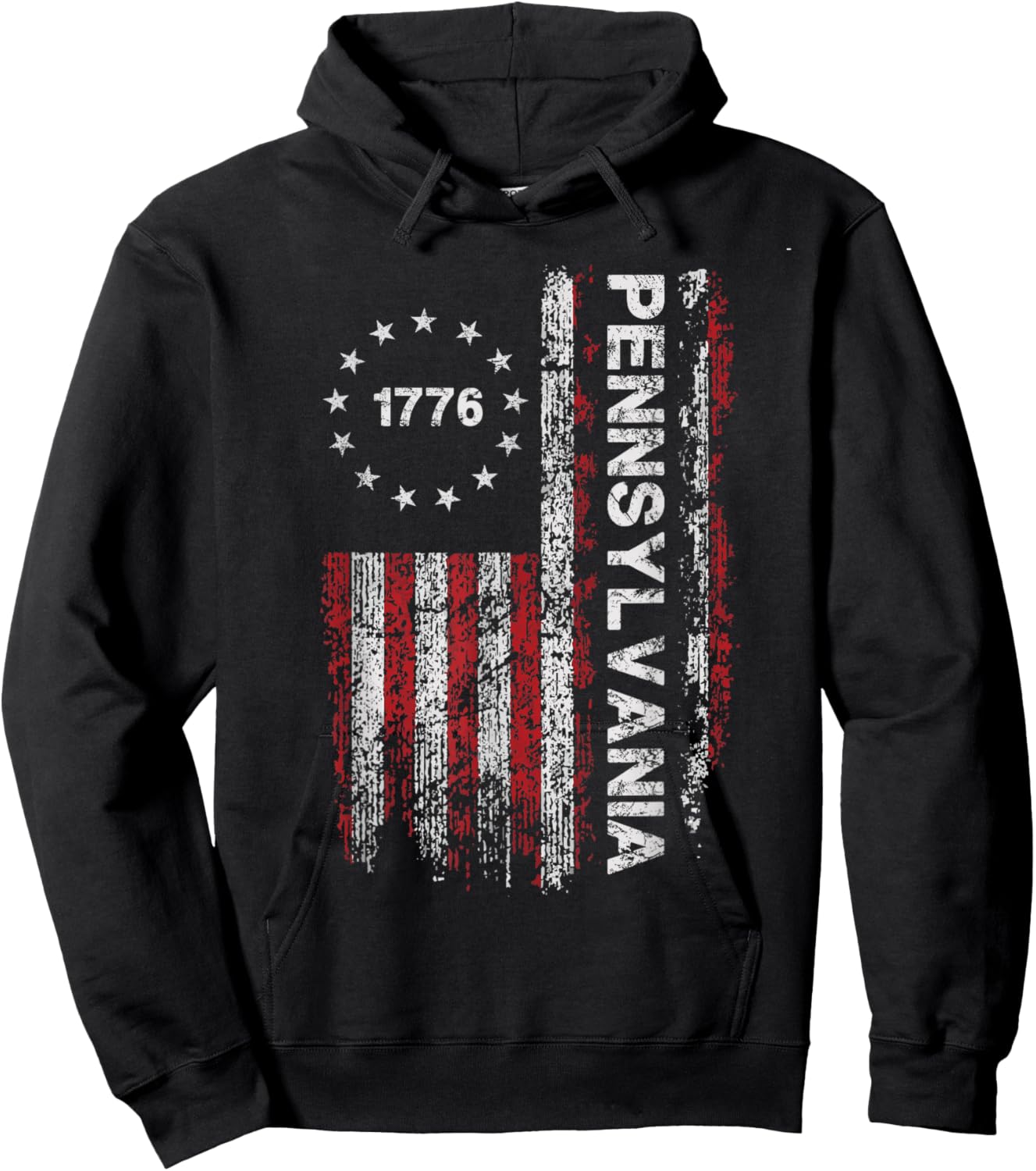 Pennsylvania State US Flag Vintage Women Youth Hoodie - Hoodie | Black