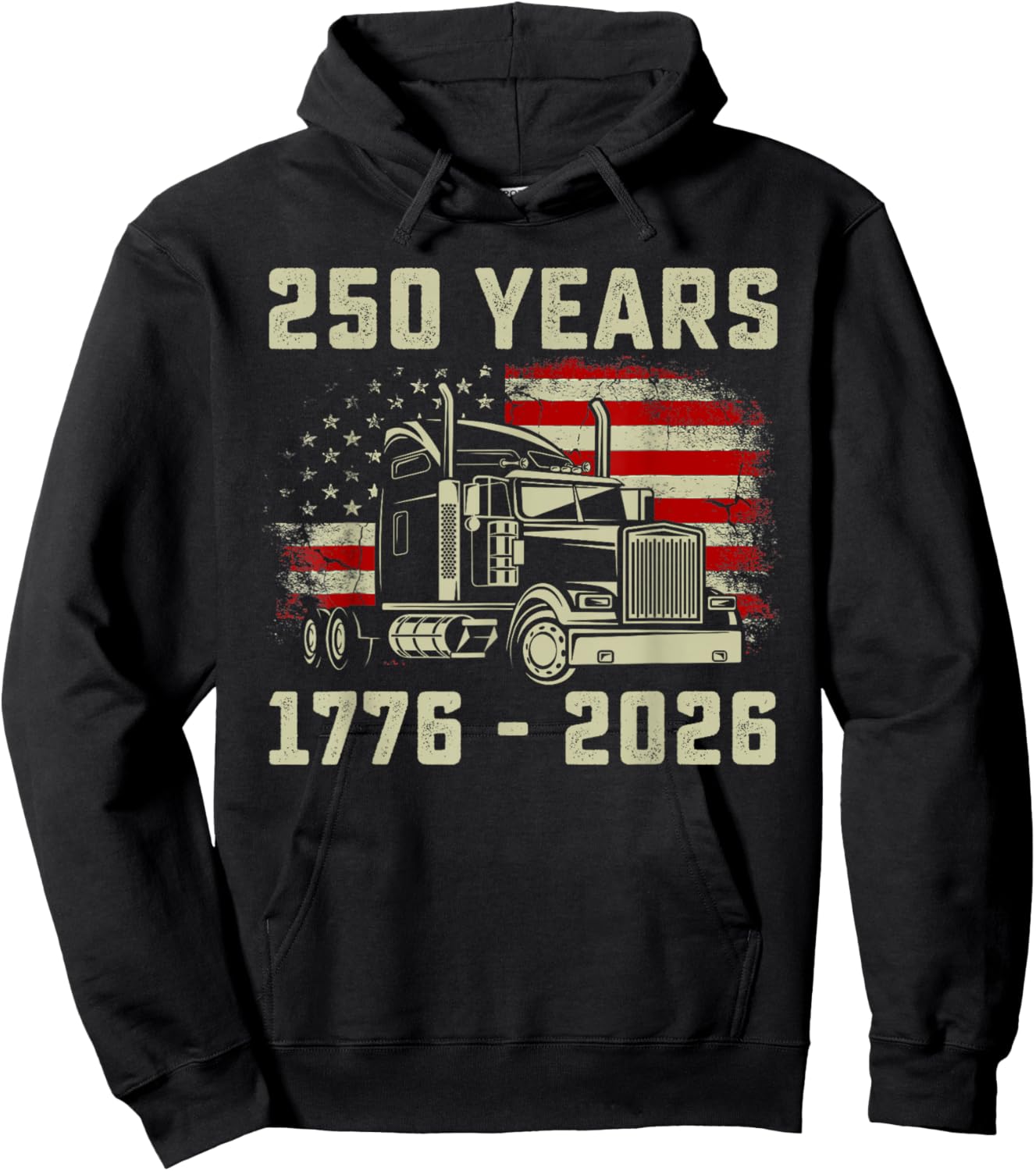 250 Years America 1776-2026 250th USA Flag Patriotic Trucker Hoodie - Hoodie | Black