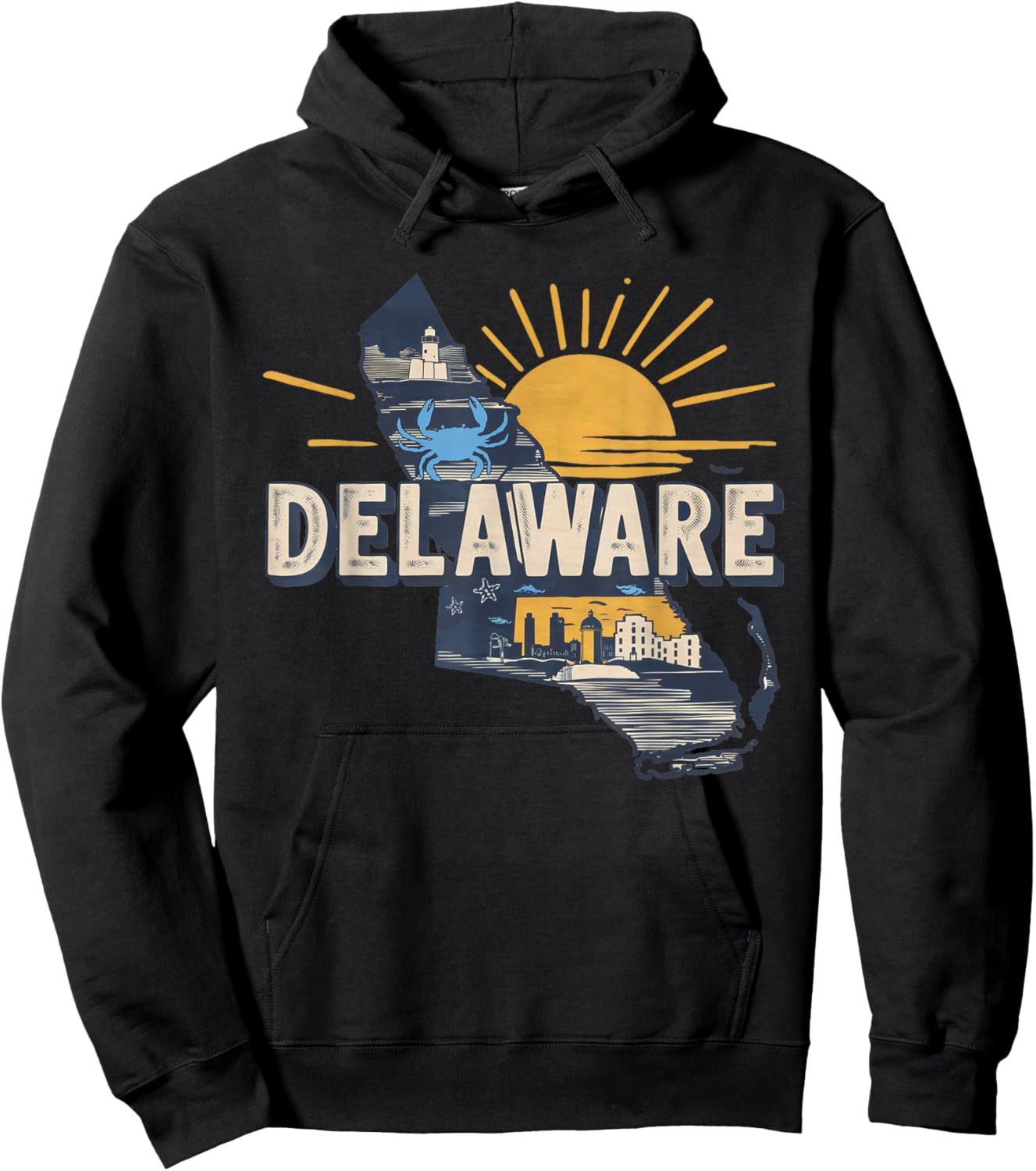 Delaware State of Delaware Retro Delaware Hoodie - Hoodie | Black
