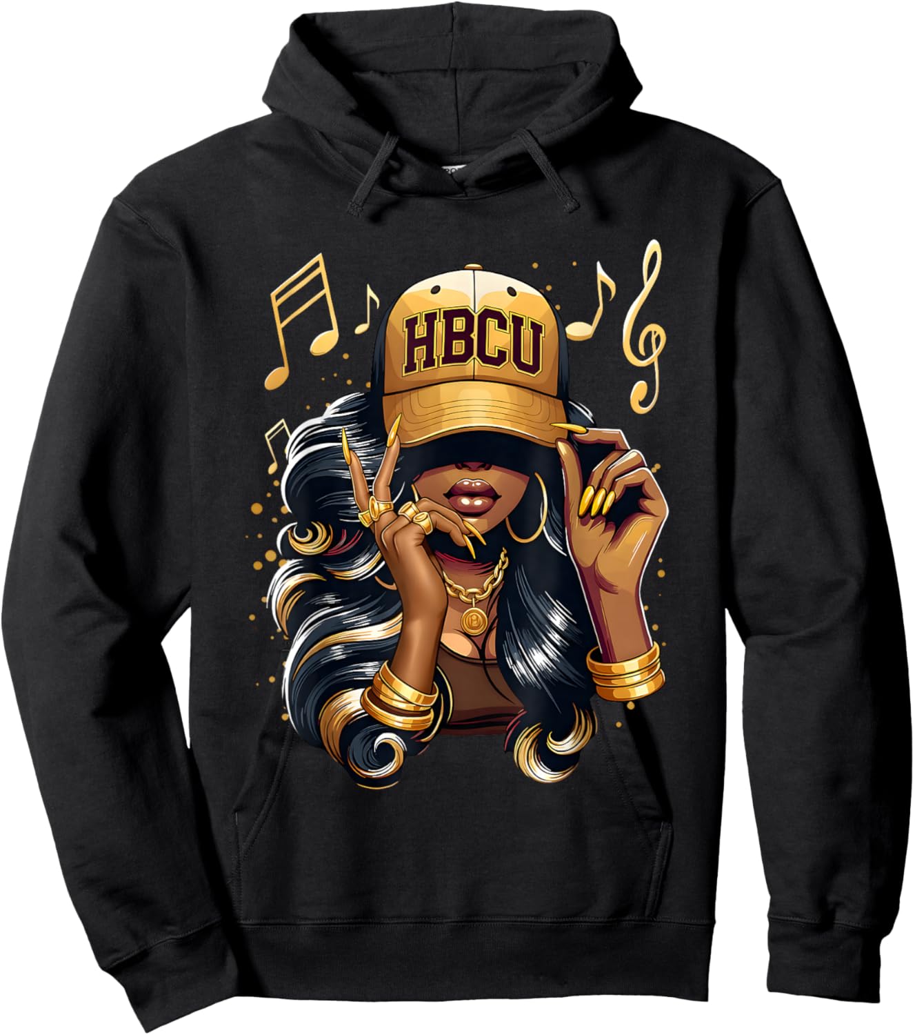 HBCU Beautiful Black Educated Melamin Afro Girl Women Hoodie - Hoodie | Black