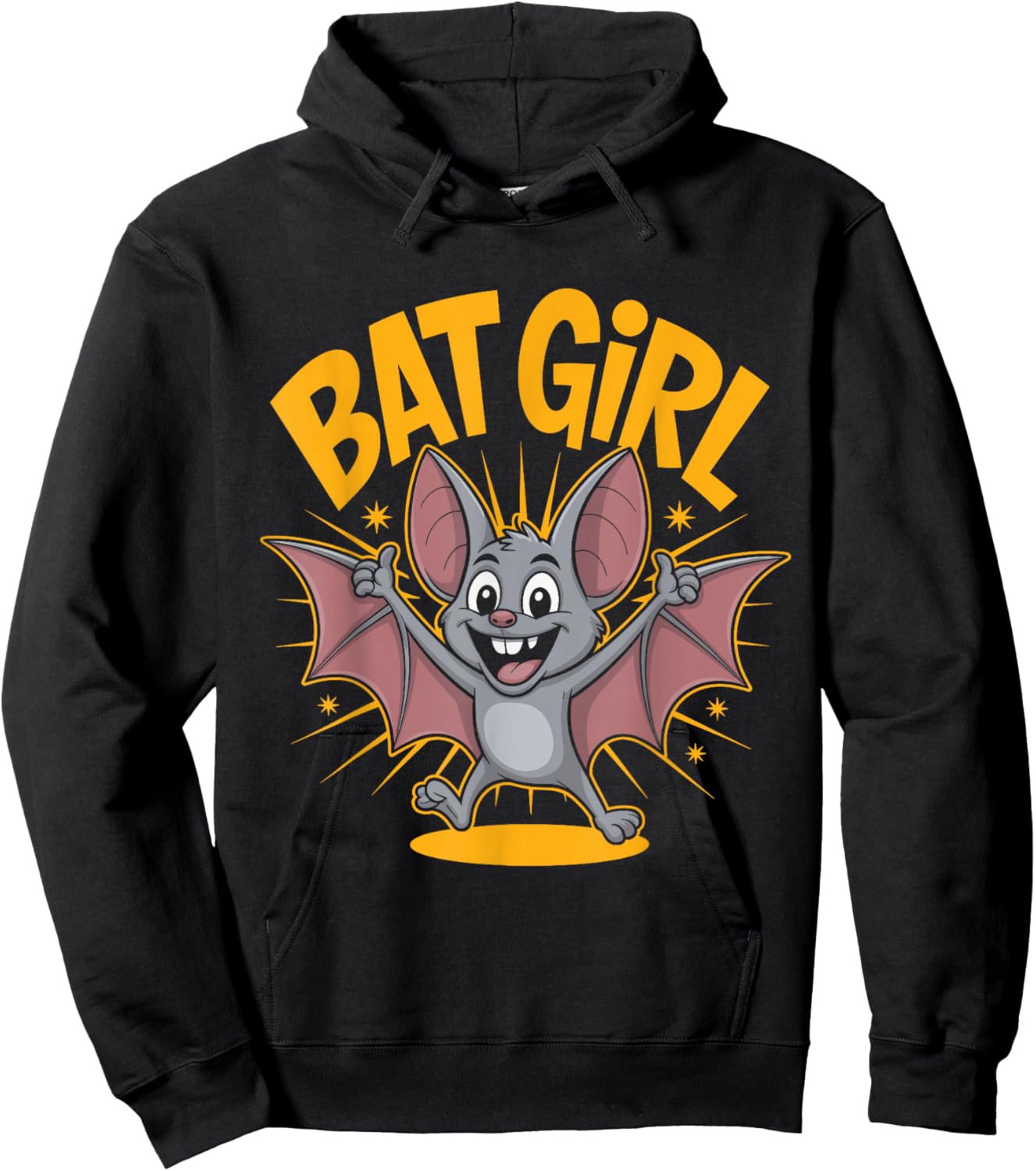 Bat Girl Cute Cartoon Flying Animal Theme Night Party Hoodie - Hoodie | Black