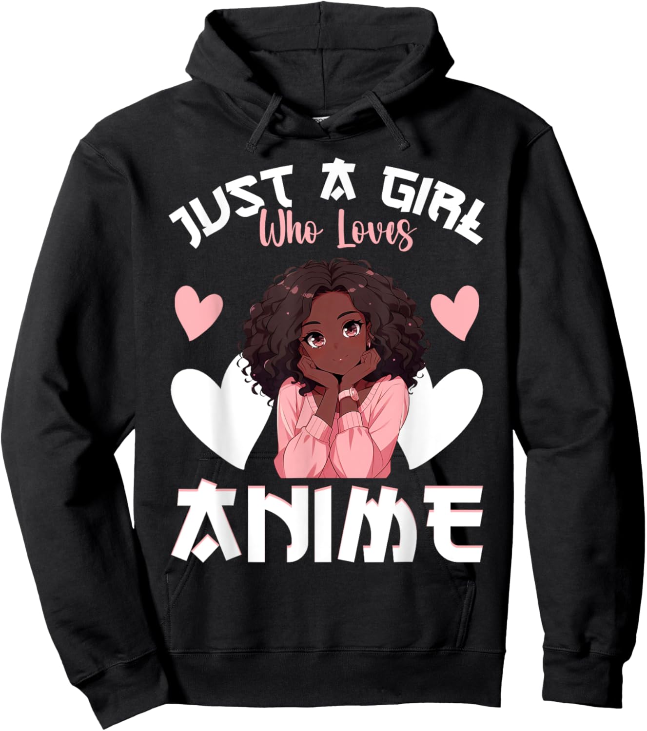Just A Girl Who Loves Anime African American Anime Merch Hoodie - Hoodie | Black