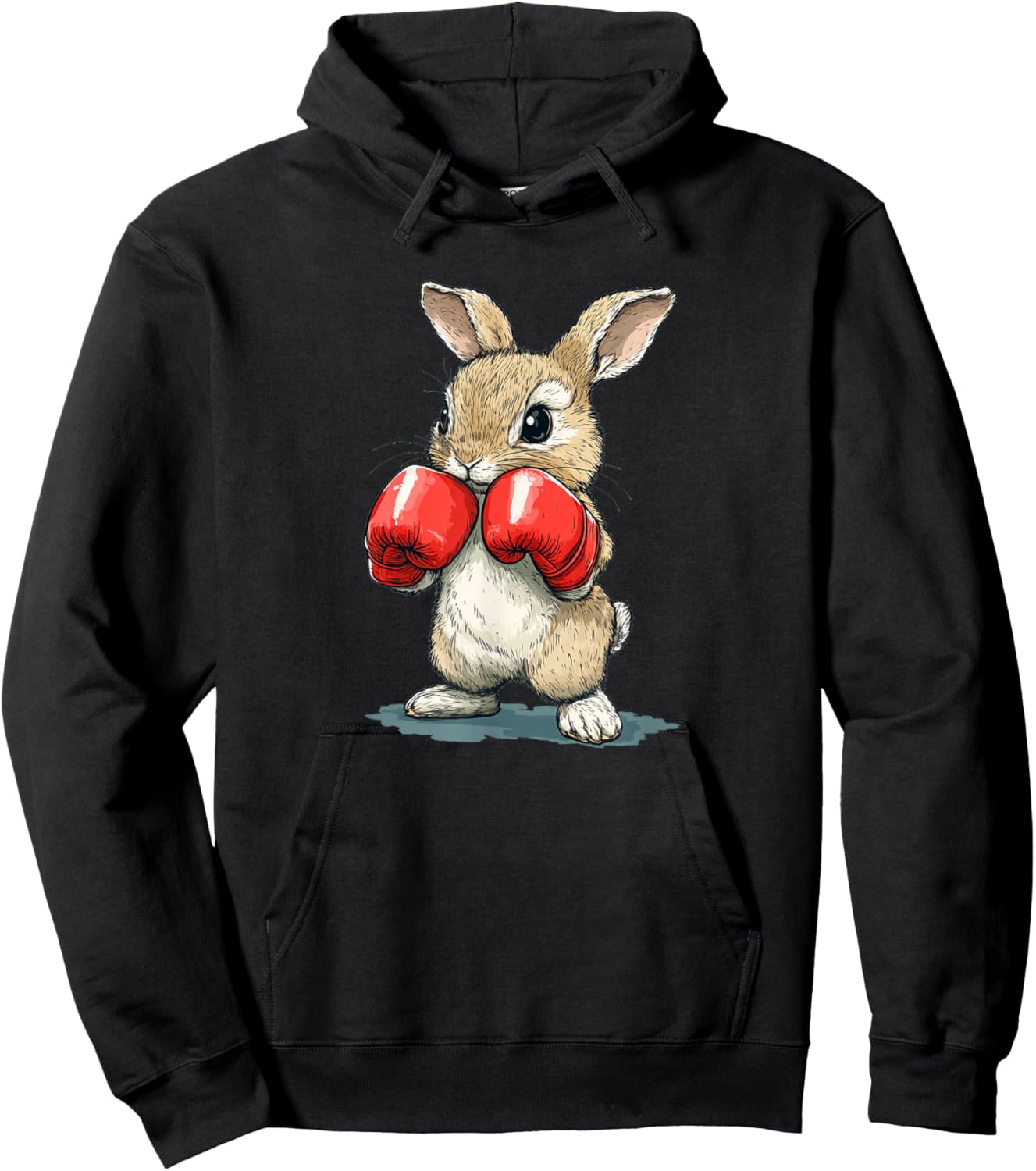 Cute Bunny with boxing Gloves for Funny Easter Hoodie - Hoodie | Black