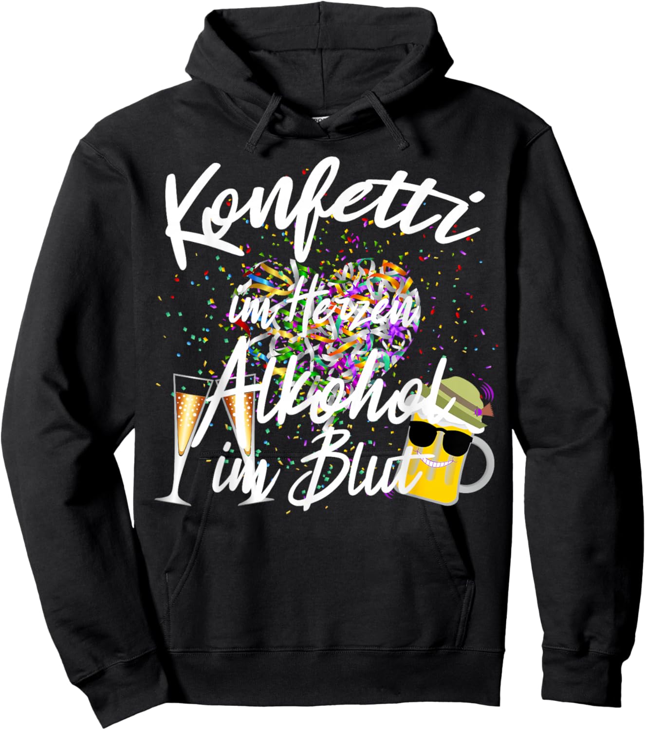 Fancy Dress Party Set with Saying Confetti Heart Alcohol Blood Hoodie - Hoodie | Black