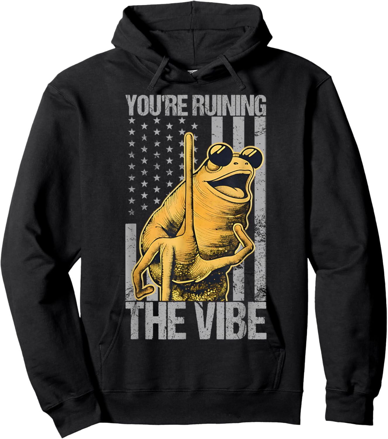 Funny Marcus The Worm You're Ruining The Vibe American Flag Hoodie - Hoodie | Black