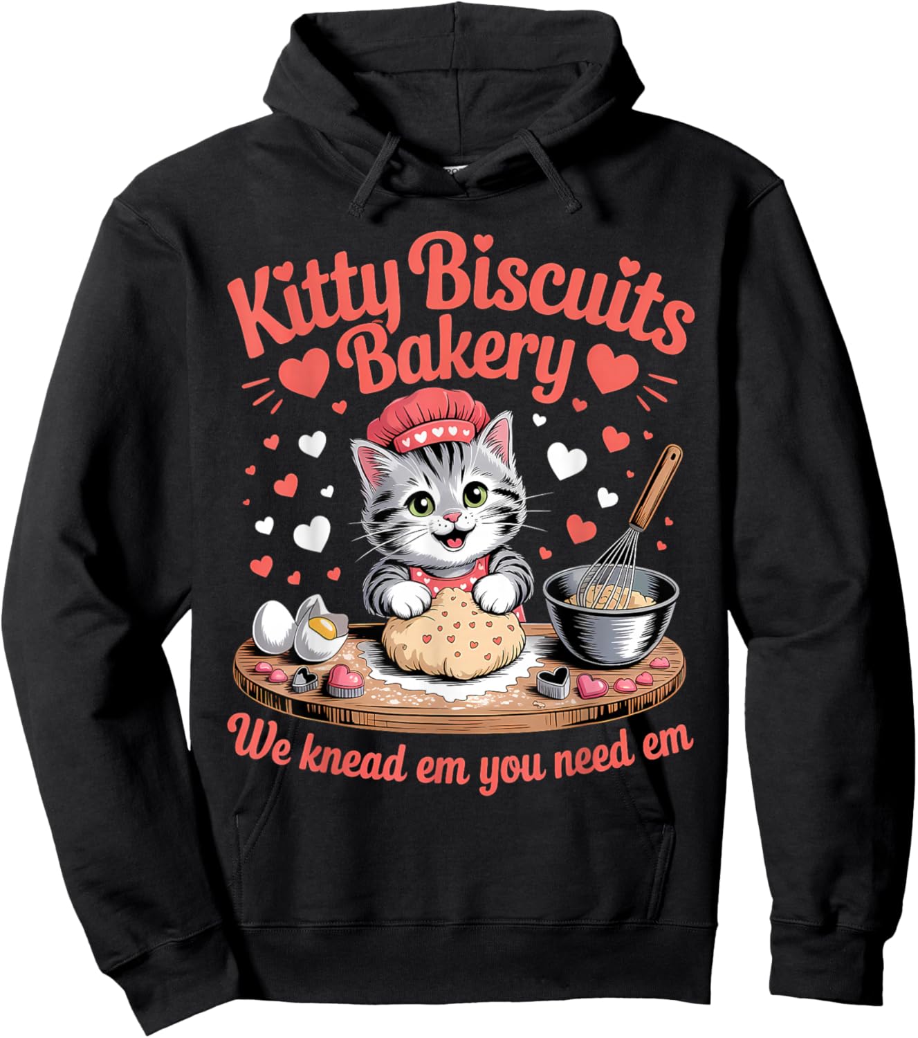 Kitty Biscuits We Knead Em You Need Em Funny Cat Baking Hoodie - Hoodie | Black