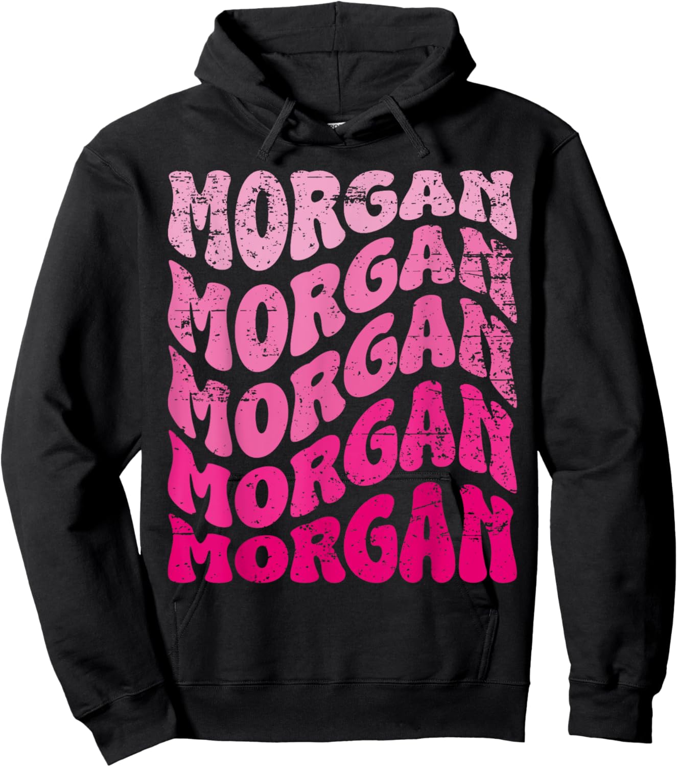 Retro Morgan First Name Personalized Morgan Groovy Vintage Hoodie - Hoodie | Black