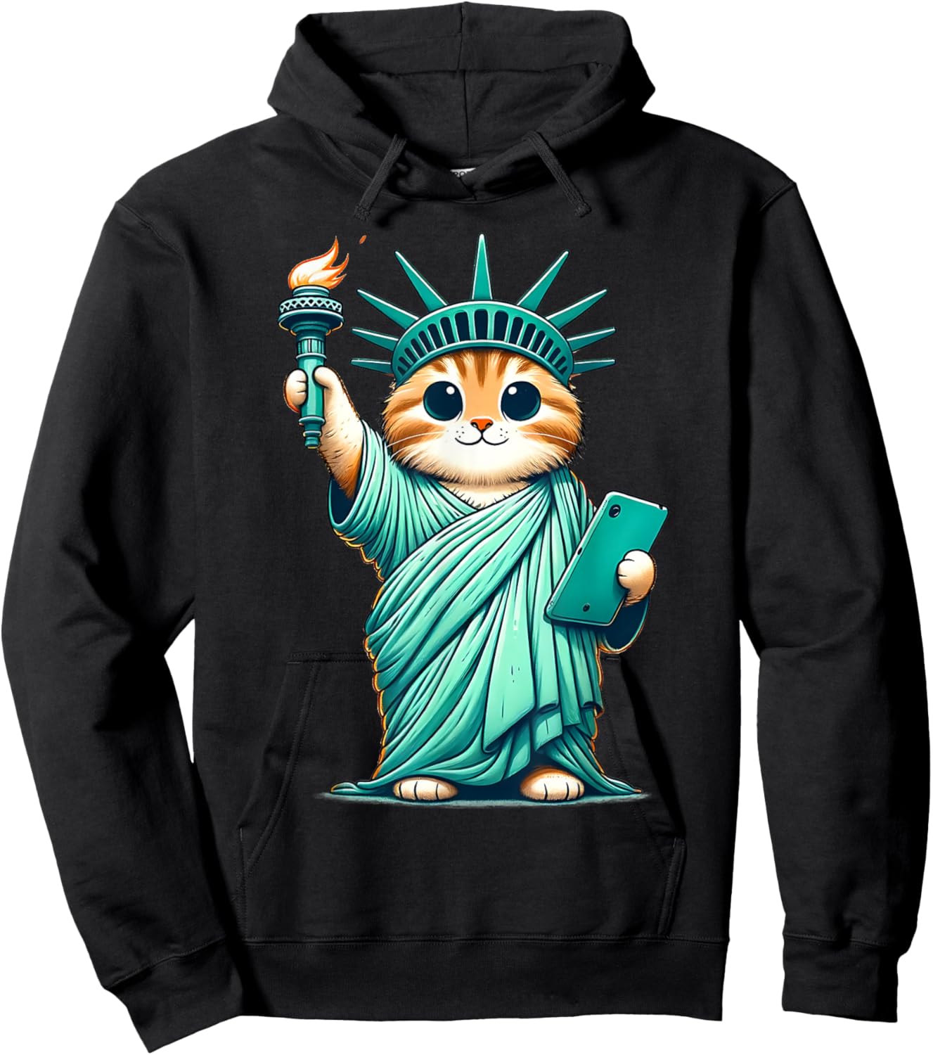 Adorable Cat Statue Kawaii of Liberty I Love New York NYC Hoodie - Hoodie | Black