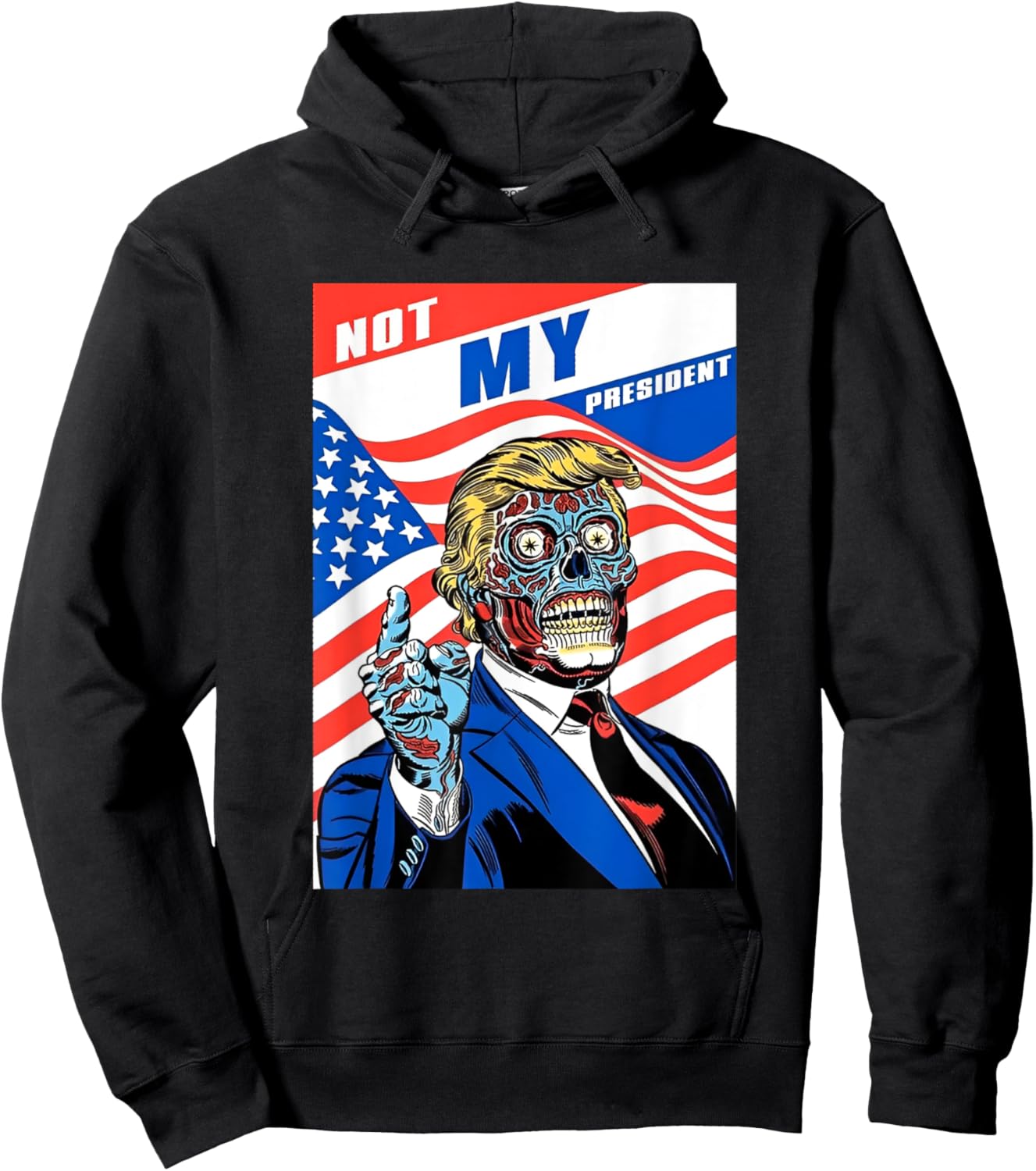 Not My President Anti Trump Horror American Hoodie - Hoodie | Black