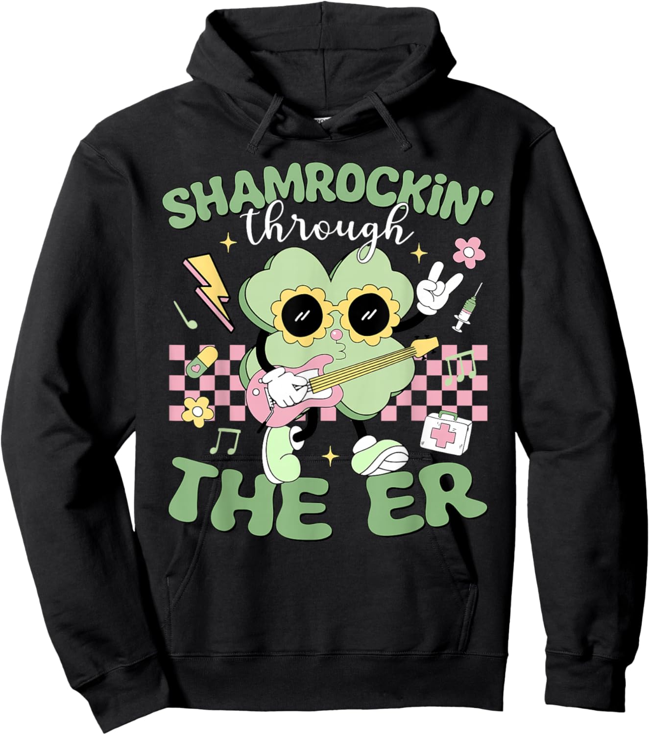 Shamrockin' Through The ER St Patricks Day Emergency Room Hoodie - Hoodie | Black
