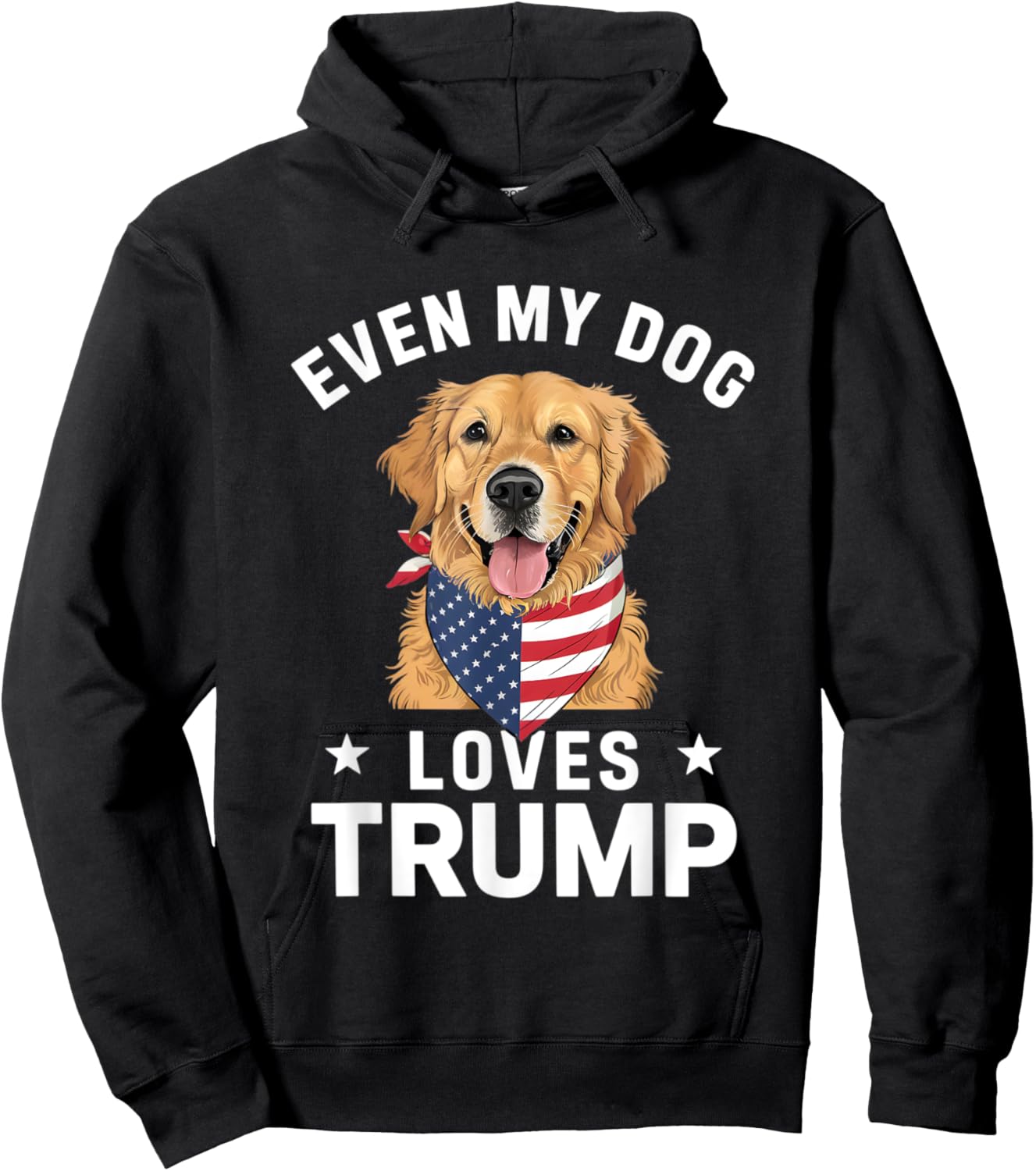 Retriever Even My Dog Loves Trump USA Flag Bandana Hoodie - Hoodie | Black