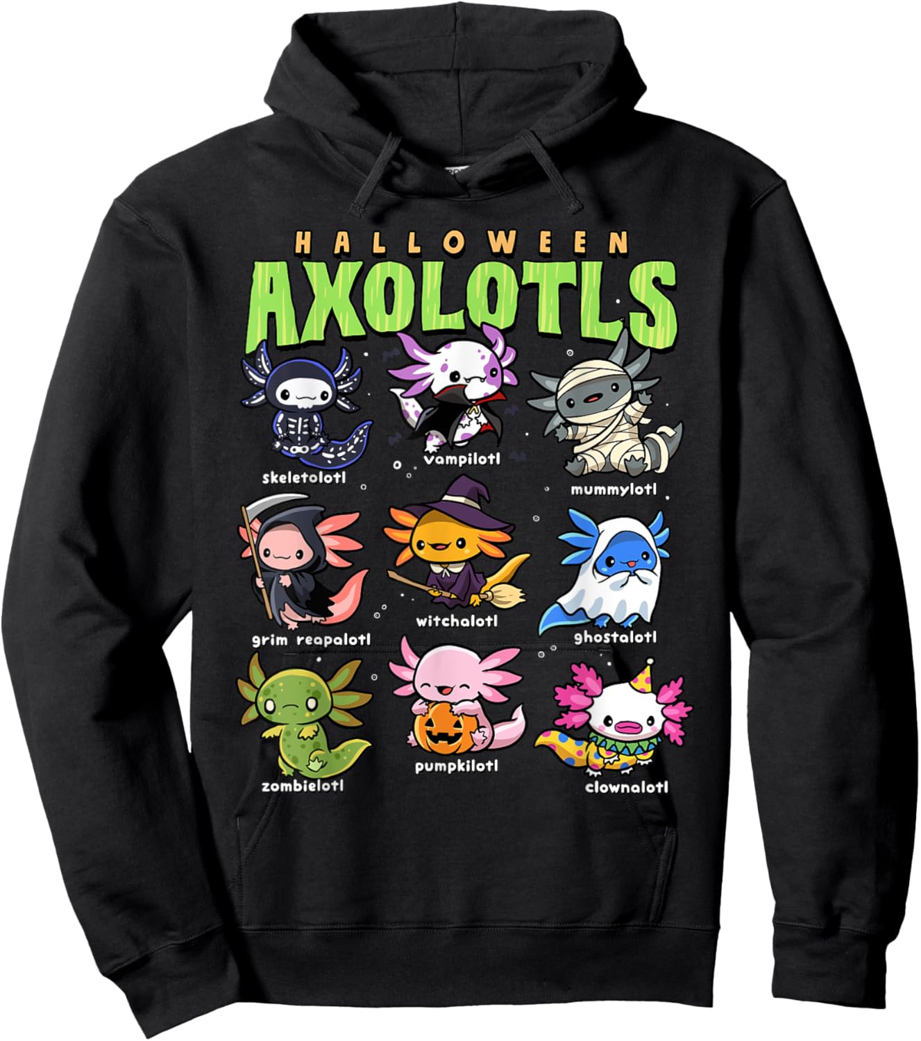 Axolotl Halloween Shirt Creepy Axolotls Trick or Treat Alotl Hoodie - Hoodie | Black