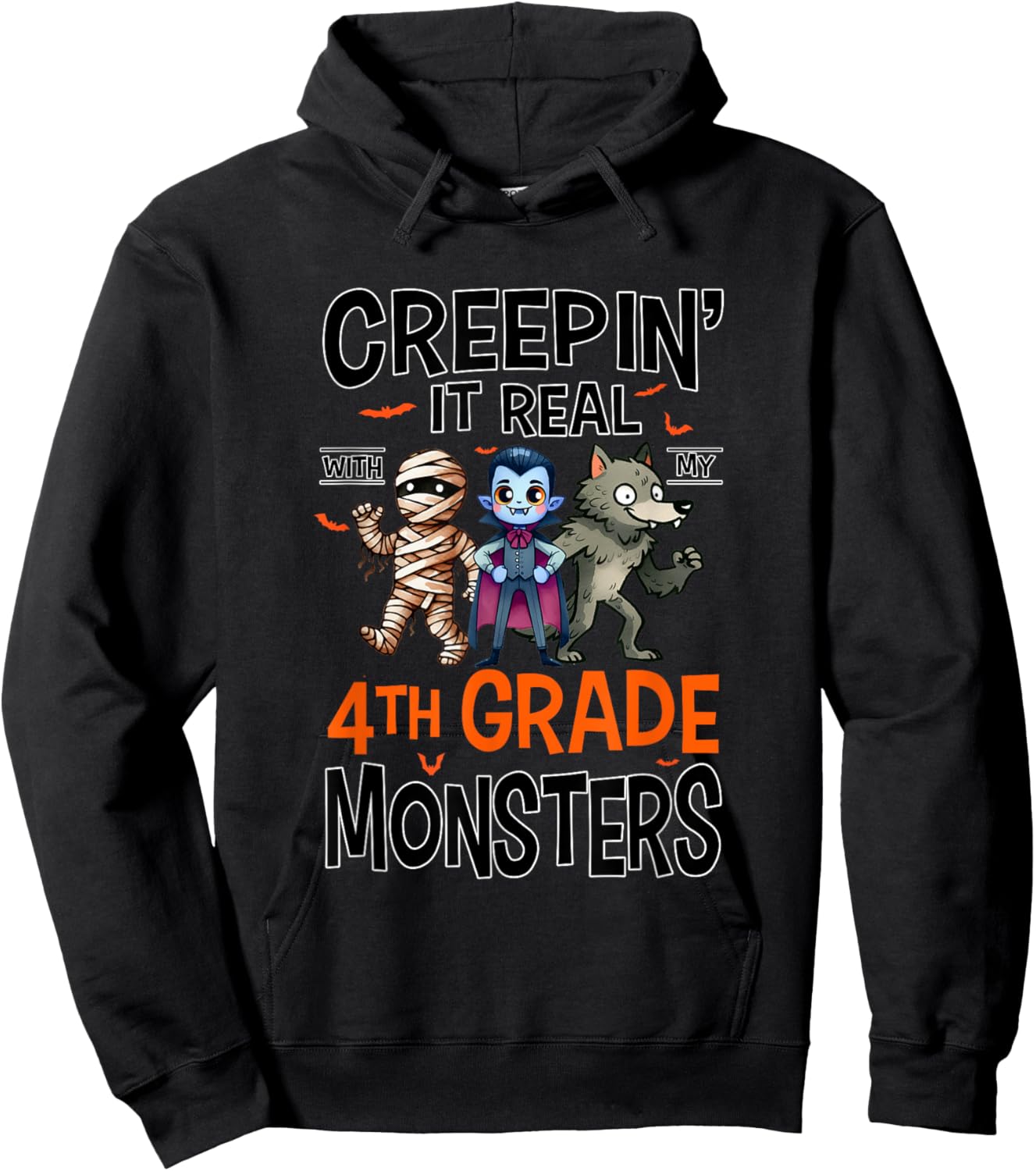 Halloween Teacher Creepin It Real With My 4th Grade Monsters Hoodie - Hoodie | Black
