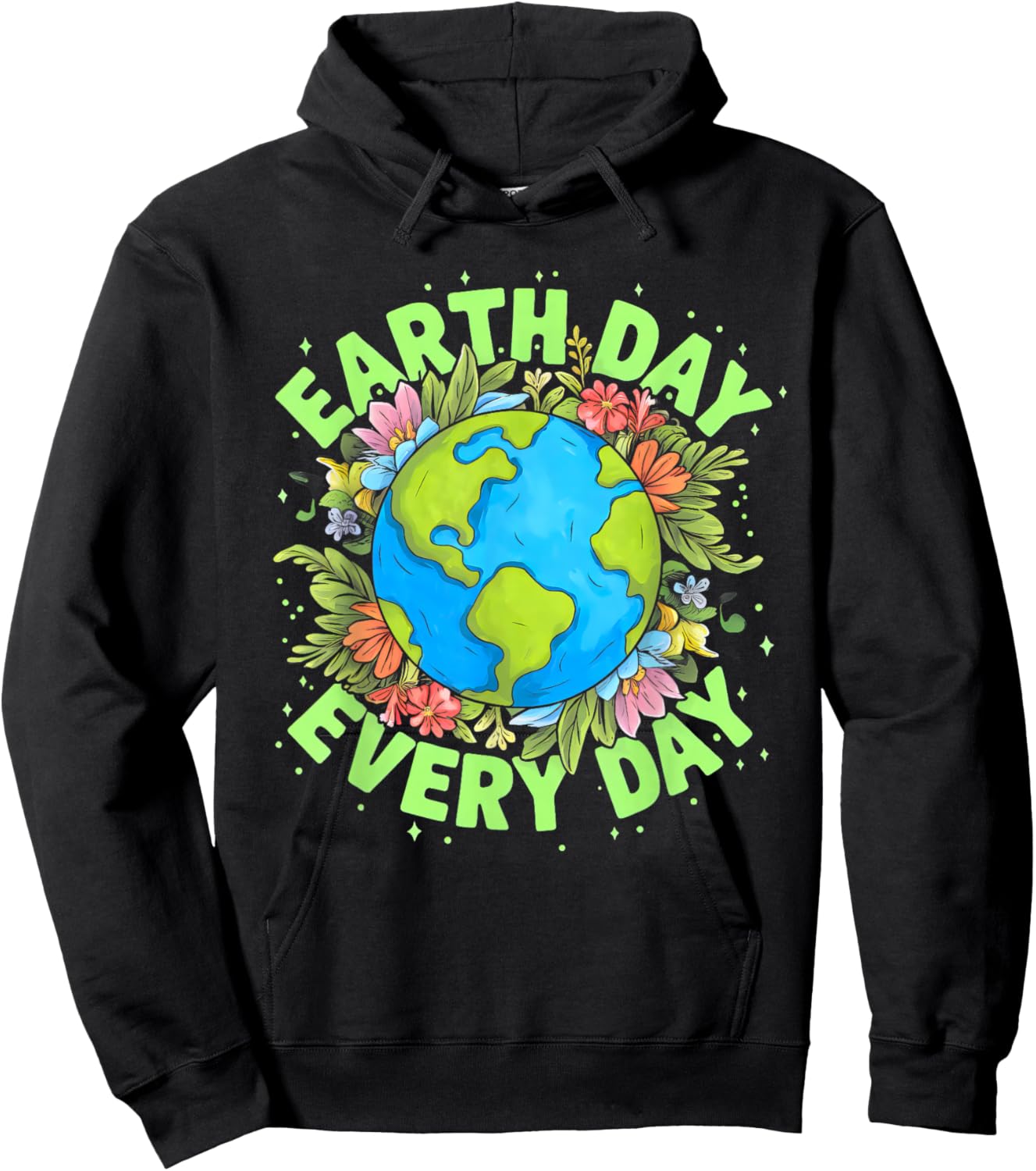 Earth Day Everyday Floral Environmental Women Earth Day Hoodie - Hoodie | Black