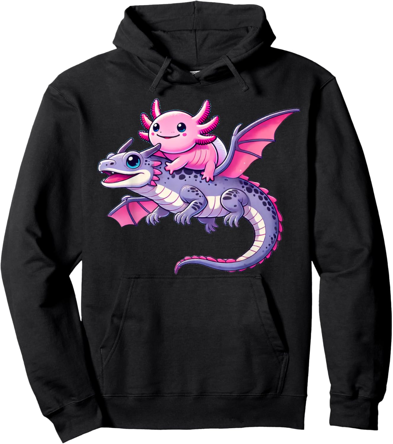 Anime Kawaii Axolotl Dragon Hoodie - Hoodie | Black