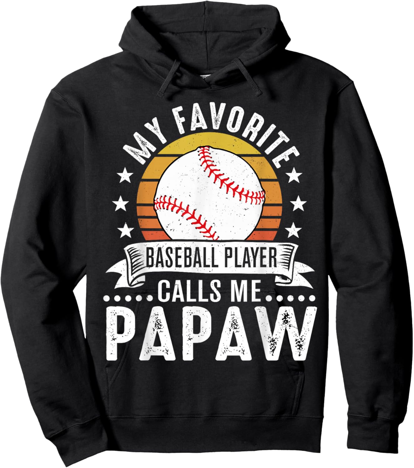 Vintage My Favorite Baseball Player Calls Me Papaw Hoodie - Hoodie | Black