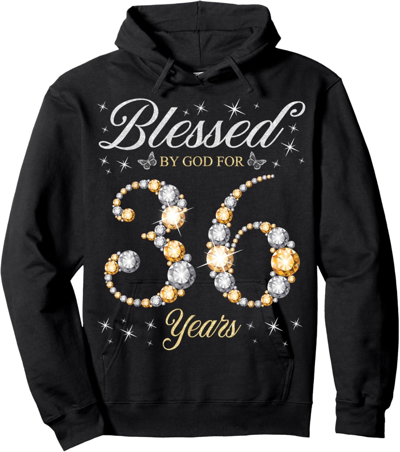 Blessed By God For 36 Years Old 36th Birthday Party Hoodie - Hoodie | Black