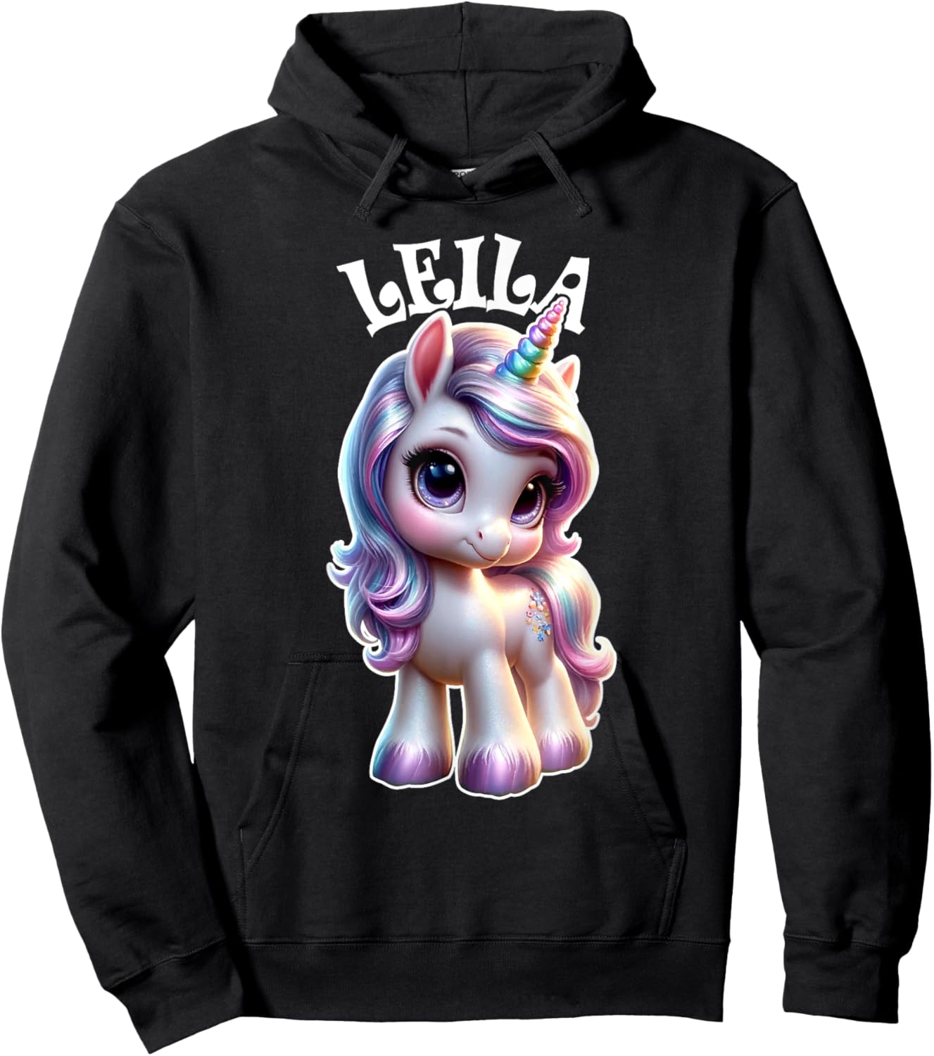 Leila Cute Unicorn Design for Girls Name Leila Hoodie - Hoodie | Black