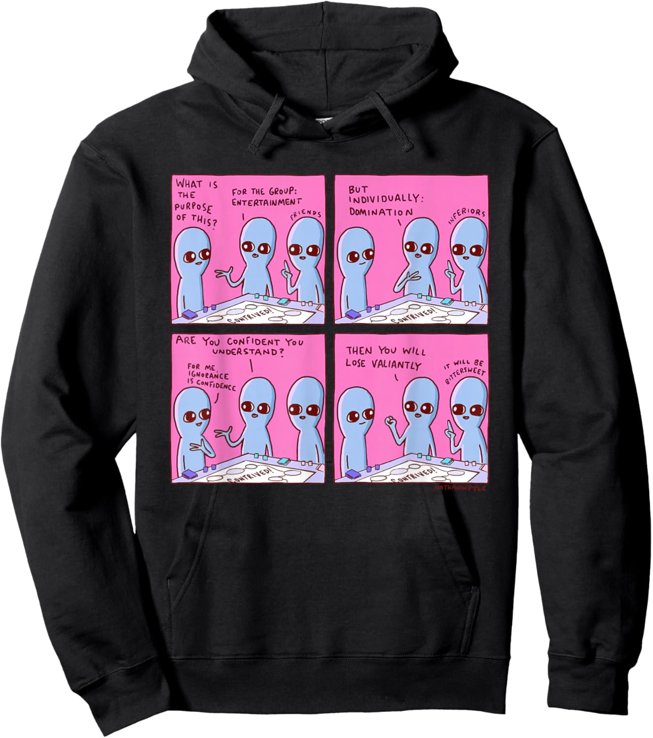 Threadless Nathan W. Pyle Strange Planet Confidence Graphic Hoodie - Hoodie | Black